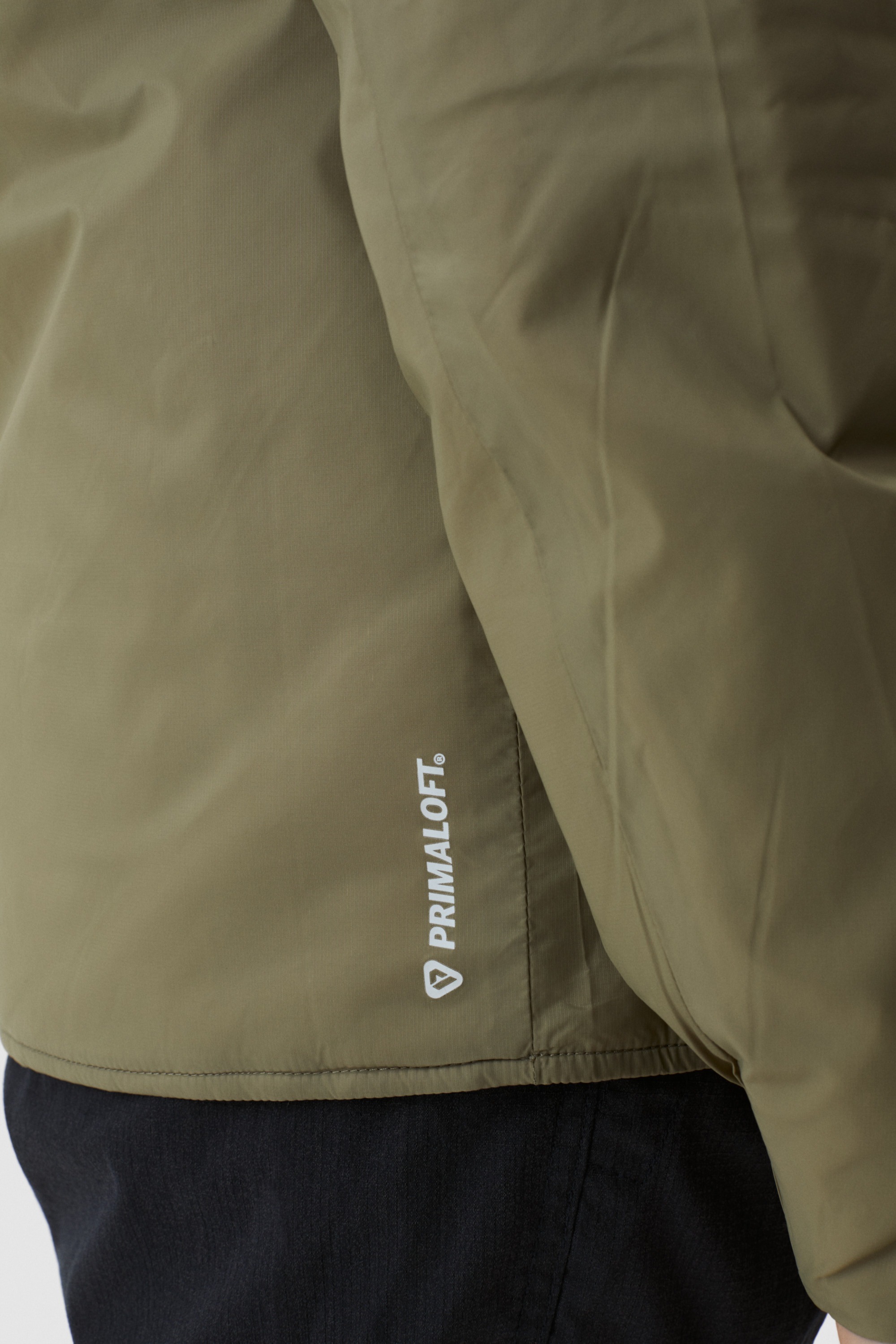 Model wearing Yama Gradient Tech Shirt Moss Green