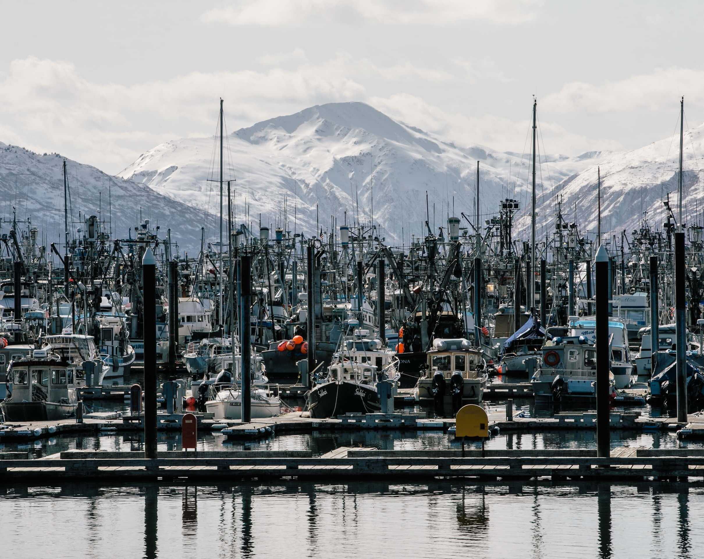 Kodiak Island ships in the water