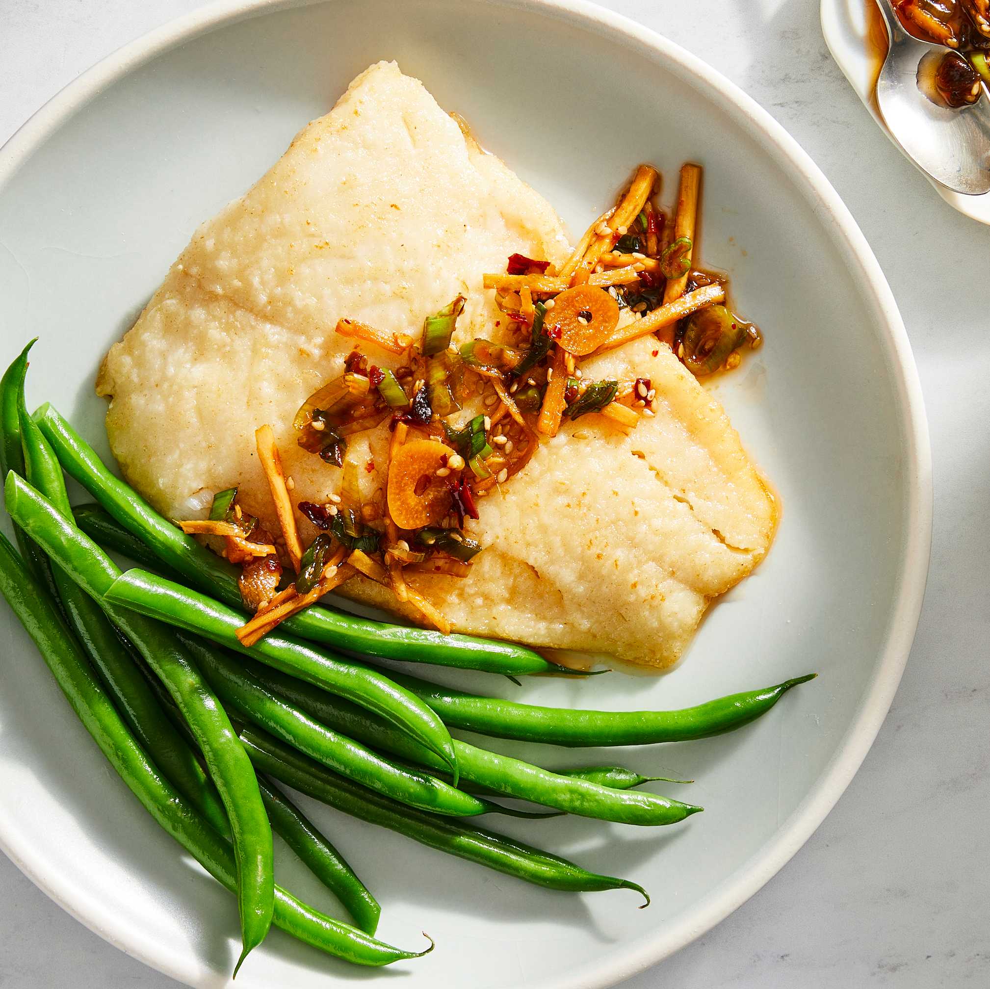 sizzling ginger-garlic halibut