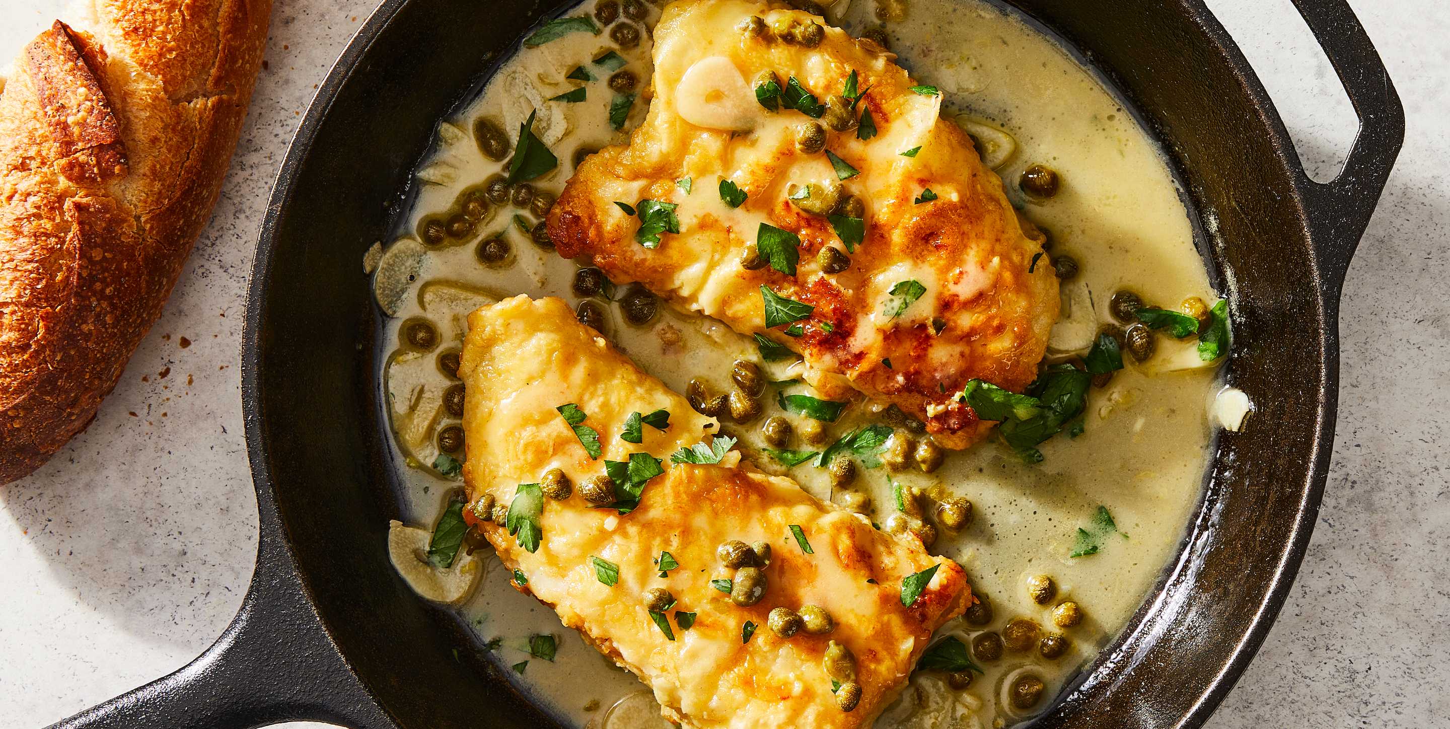 Seared Cod with Lemon Caper Sauce