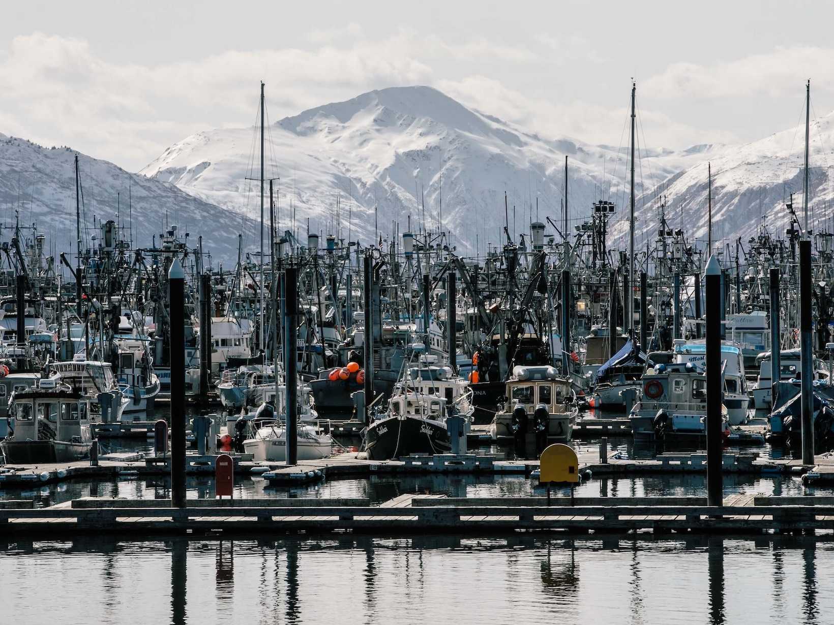 Kodiak Island ships in the water
