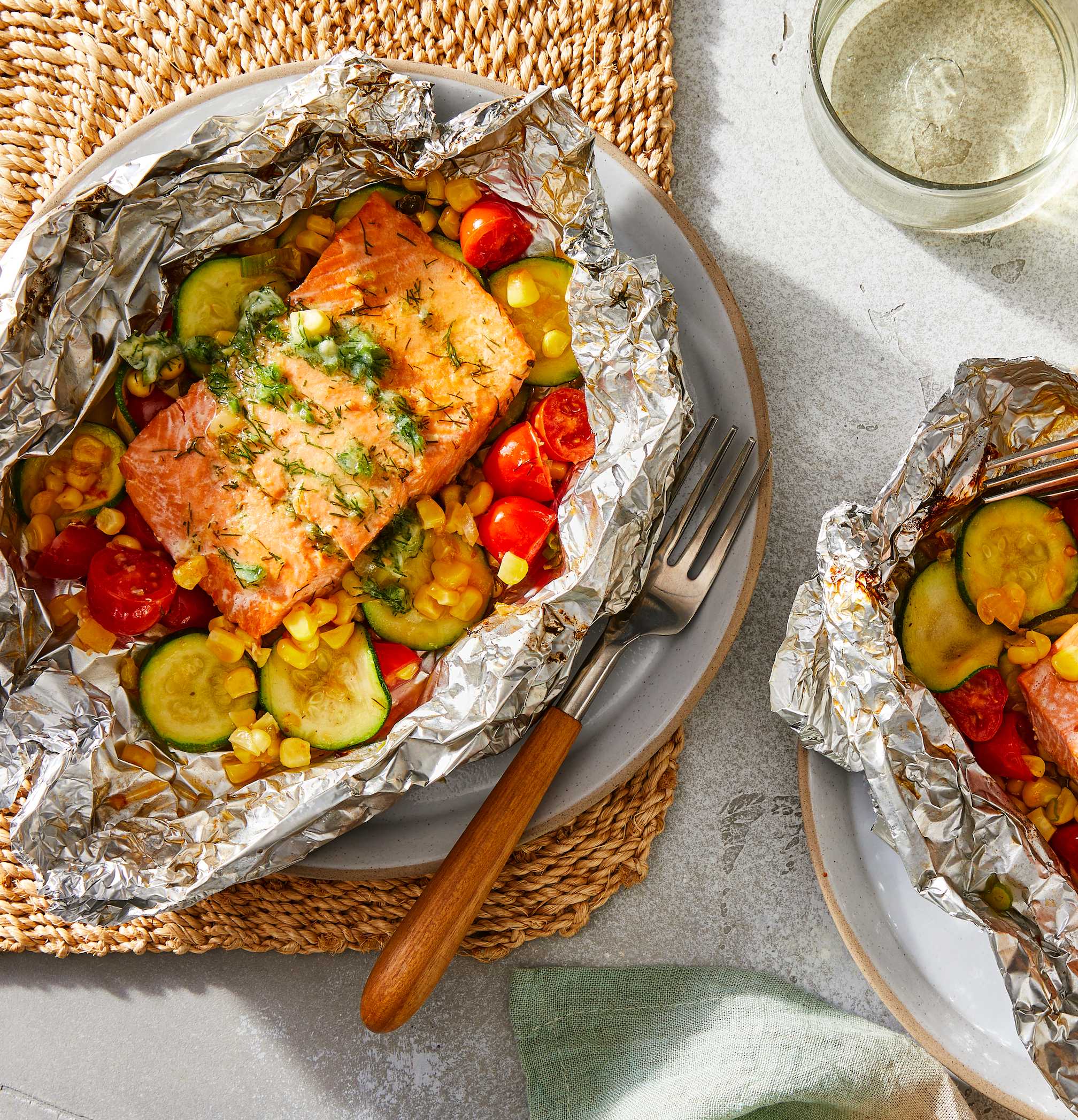 Salmon in Foil with Summer Vegetables