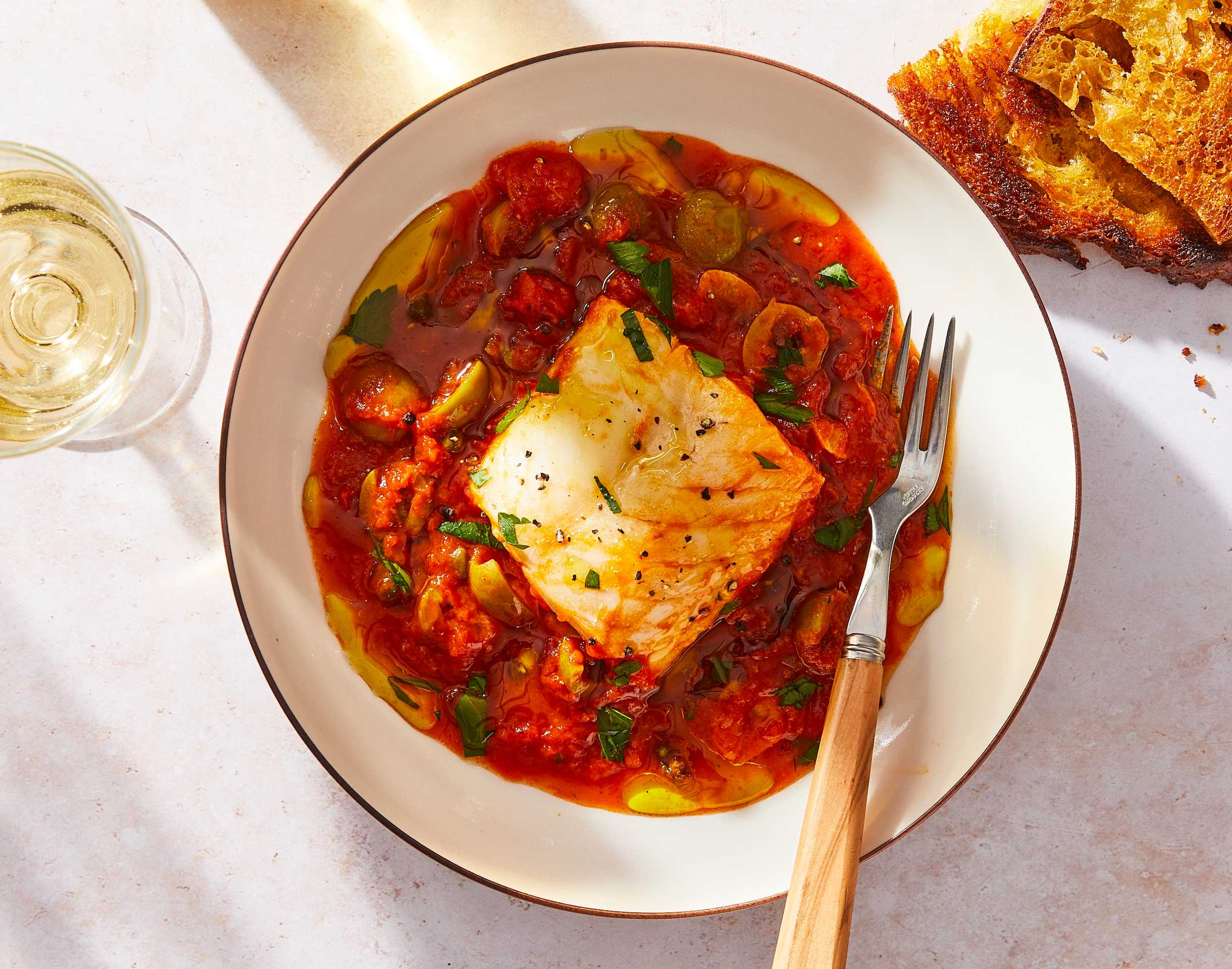 Quick and Easy Tomato Poached Cod recipe by Grace Parisi