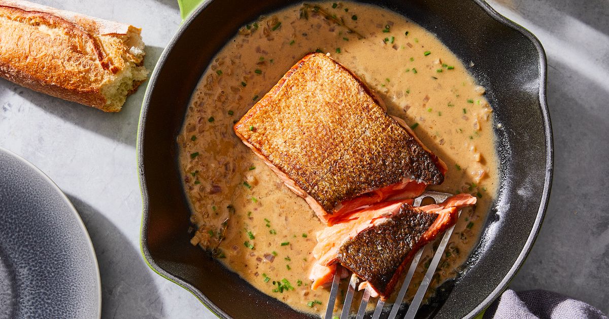 Crispy Skin Salmon with Hard Cider Pan Sauce Recipe