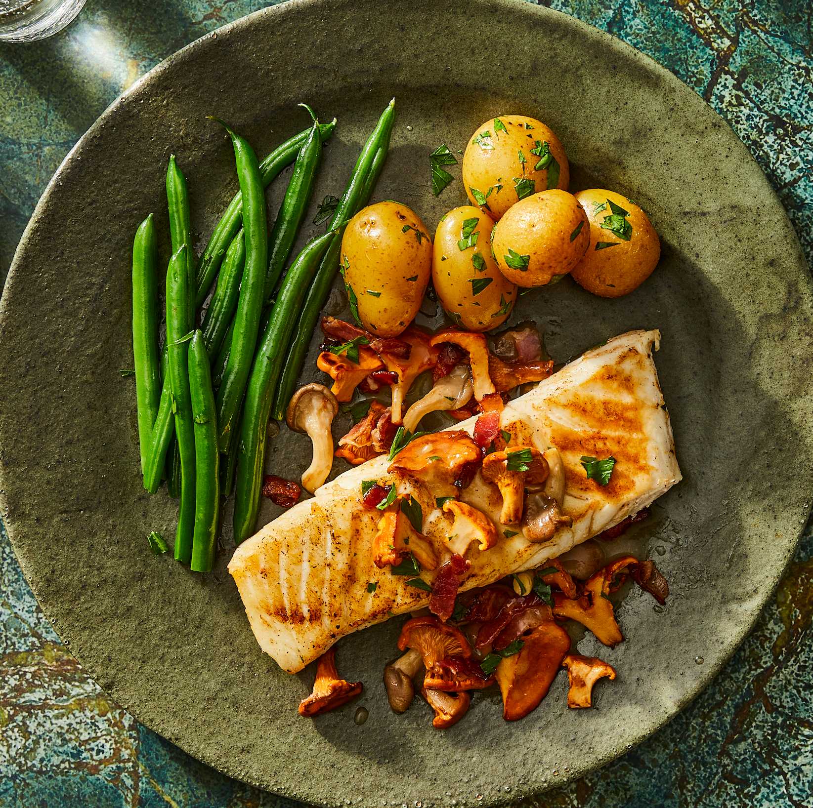 Seared Halibut with Wild Mushrooms