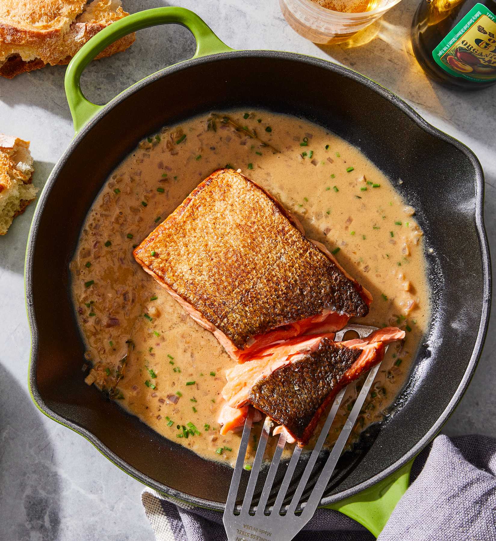 Crispy Skin Salmon with Cider Sauce