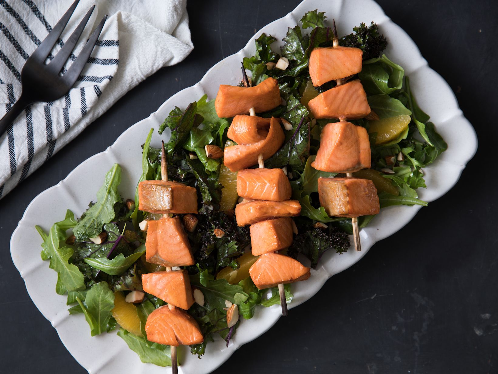 Salmon Kebab Salad