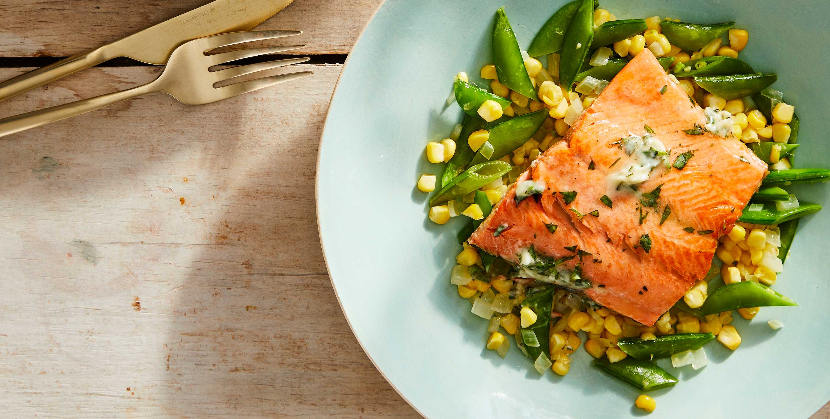 Seared Salmon with Succotash
