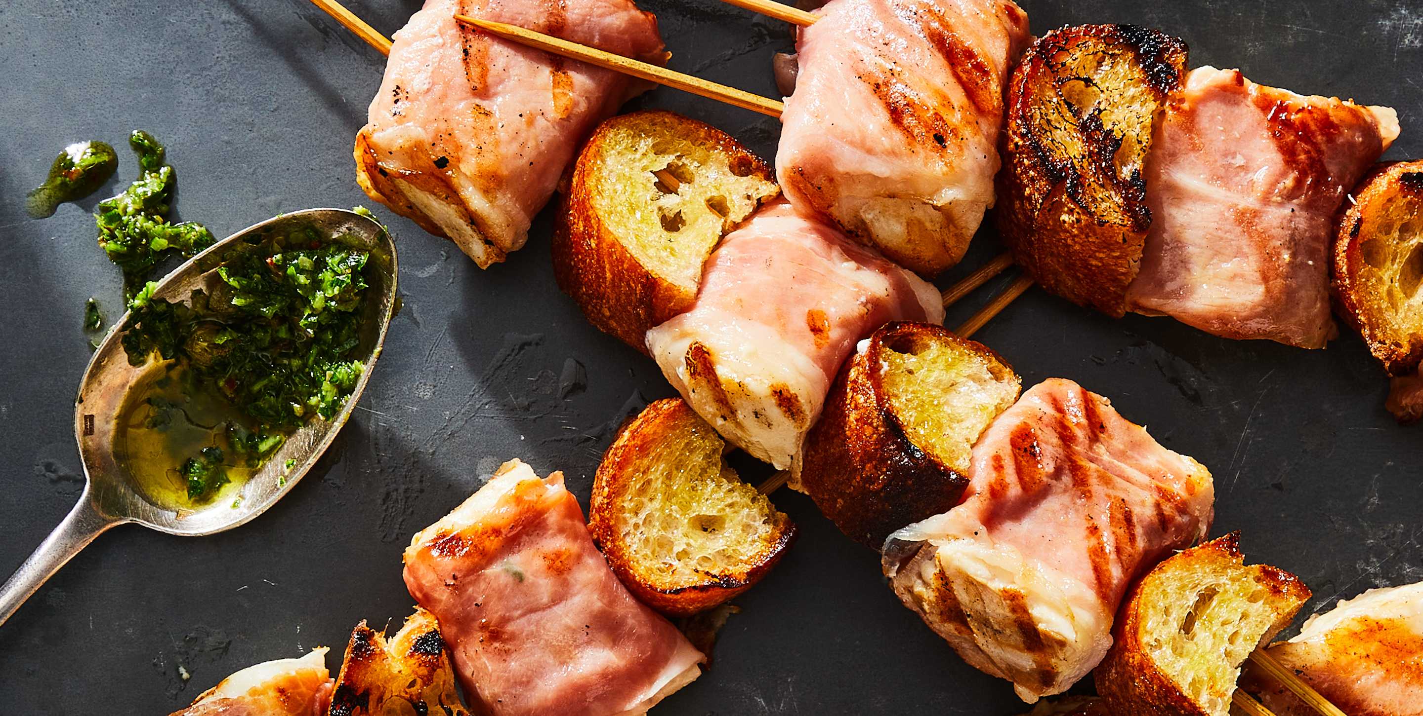 Prosciutto-Wrapped Halibut Skewers