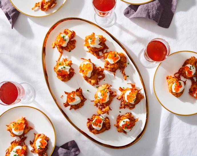 Potato Latkes with Salmon Caviar