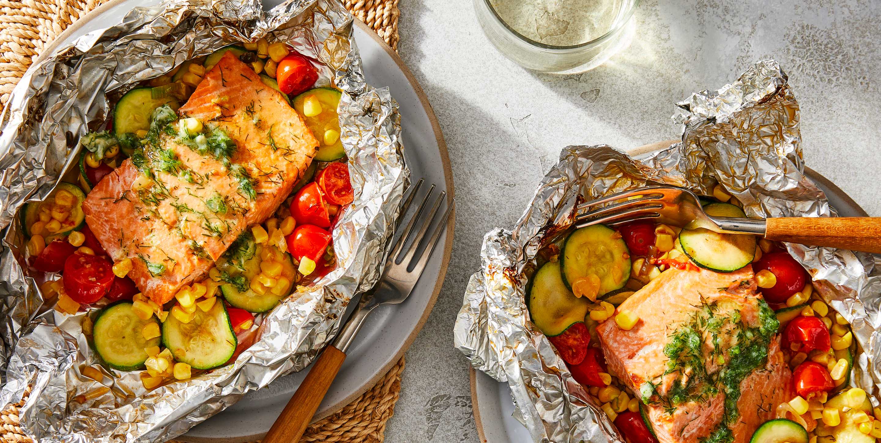 Salmon in Foil with Summer Vegetables