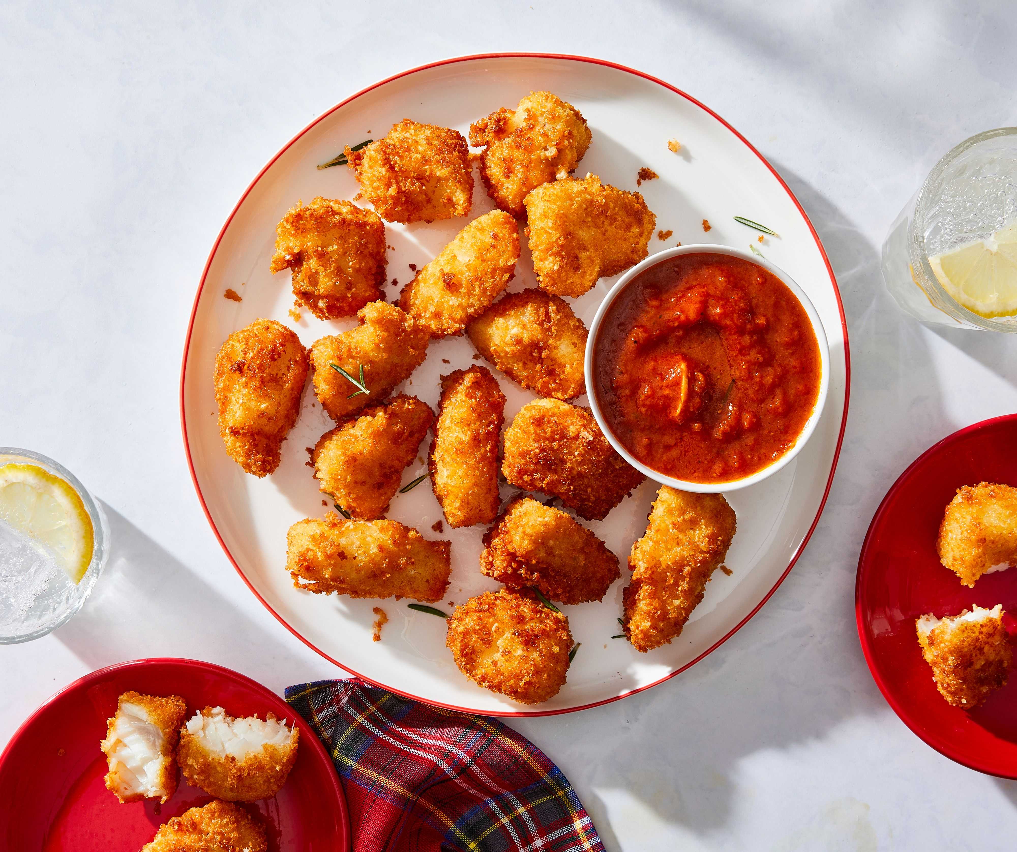 Crispy fried fish nuggets