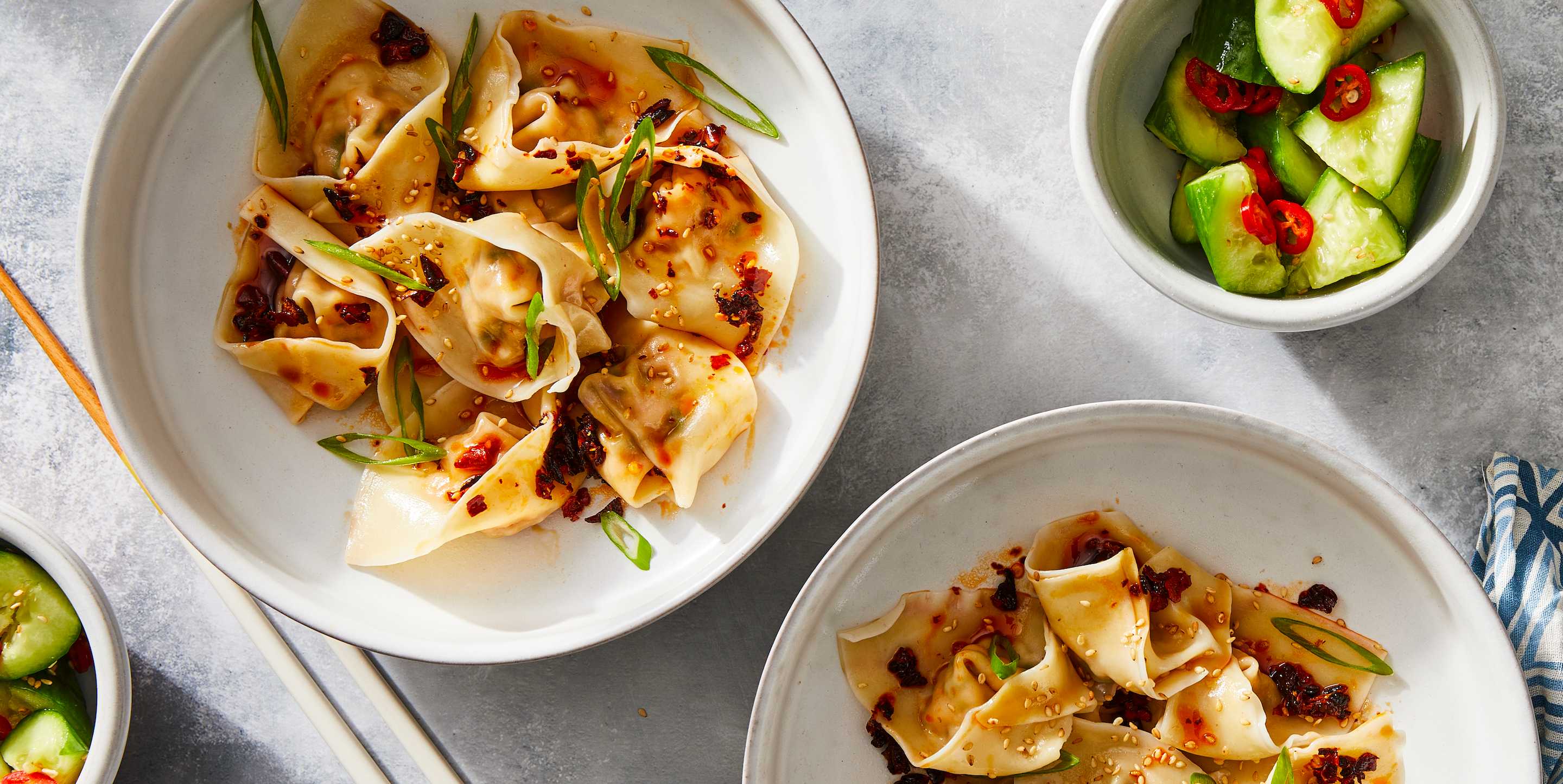 Seafood Wontons in Chili Oil