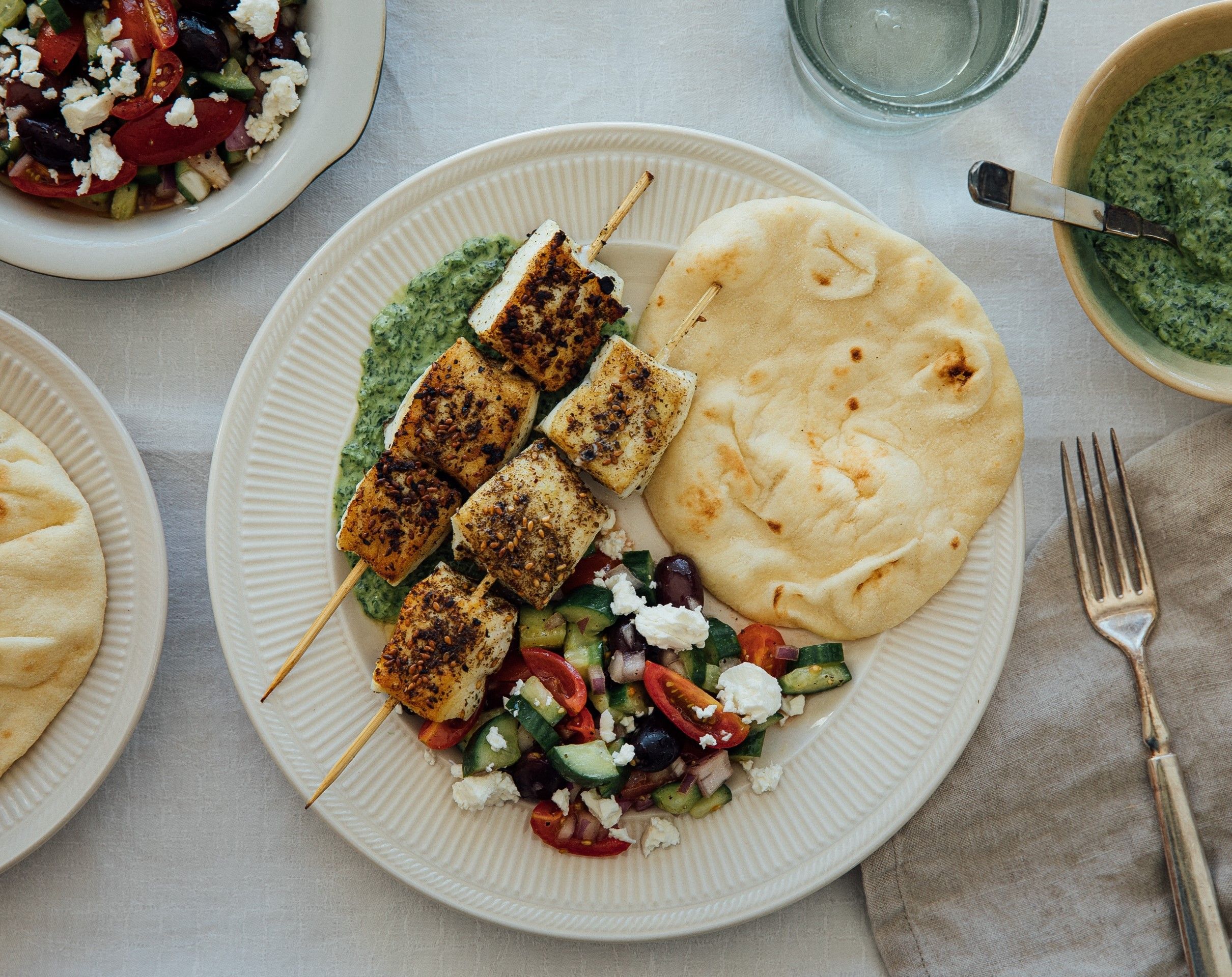 How to Make Za'atar Halibut Kebabs with Creamy Green Harissa and