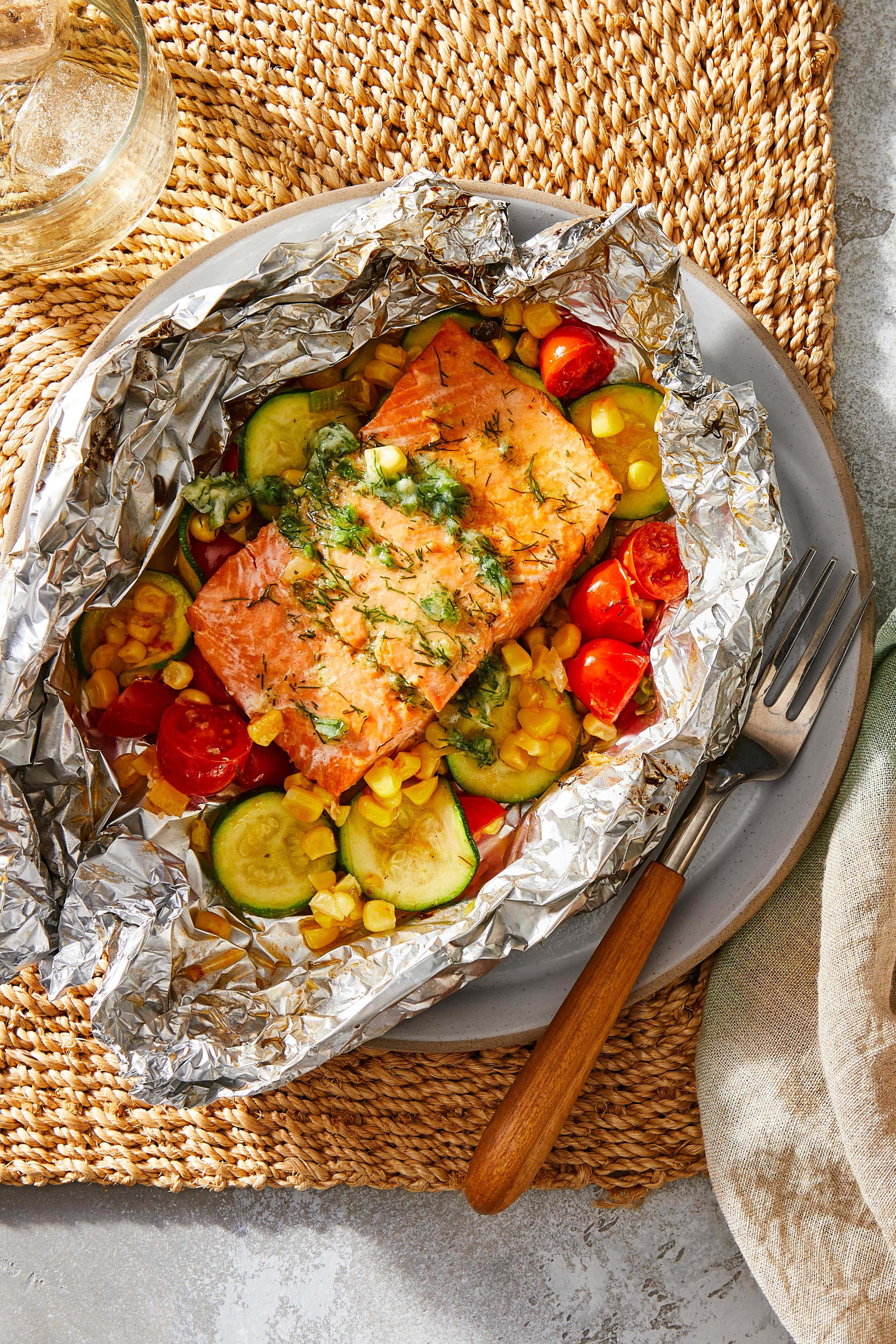 Salmon in Foil with Summer Vegetables
