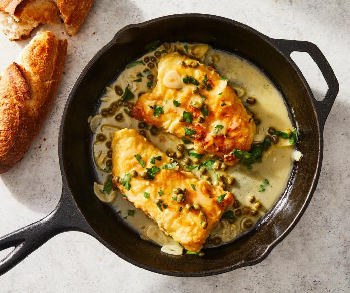 Pan-Seared Cod with Lemon-Caper Pan Sauce 