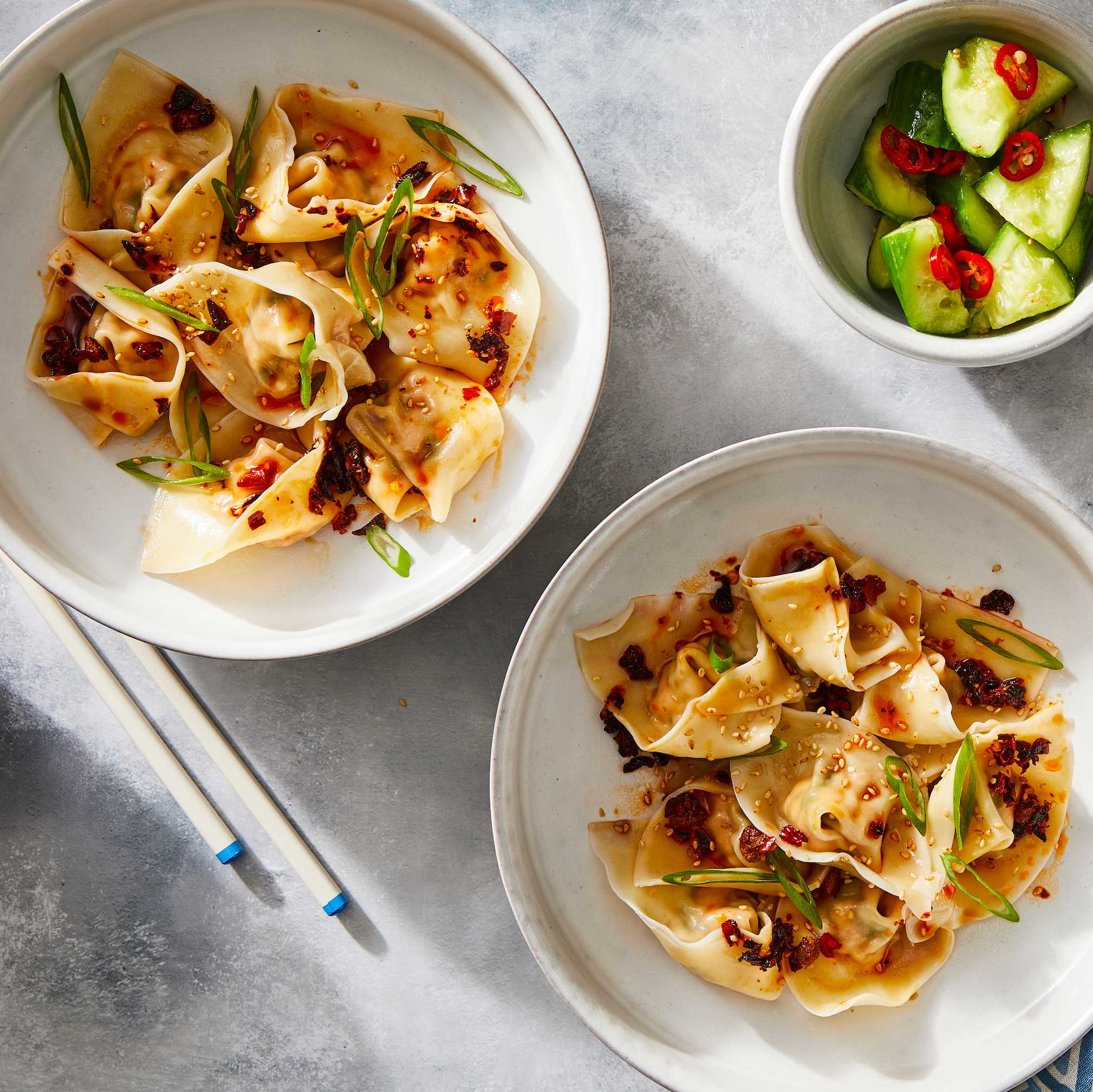 Seafood Wontons in Chili Oil