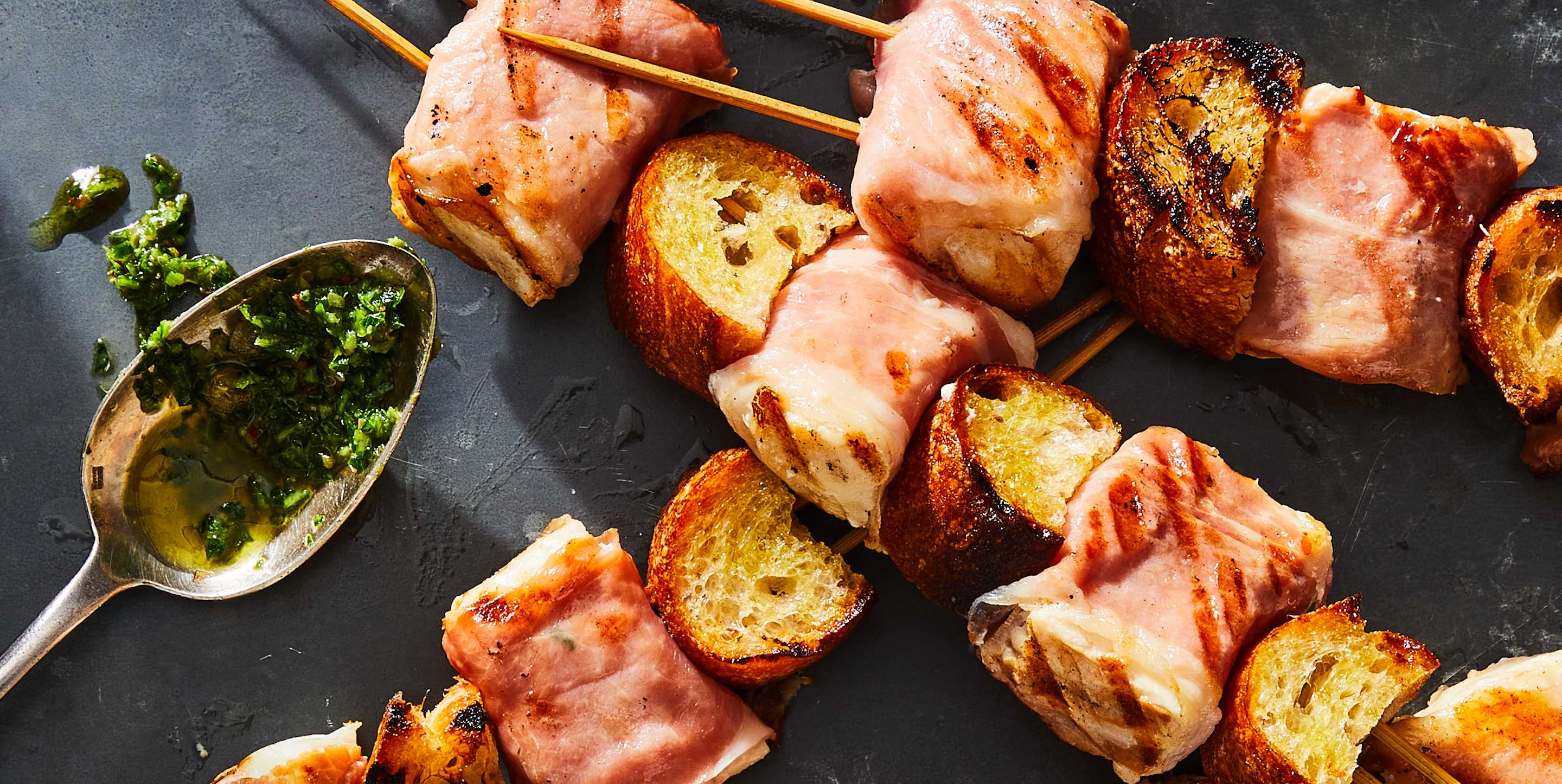 Prosciutto-Wrapped Halibut Skewers