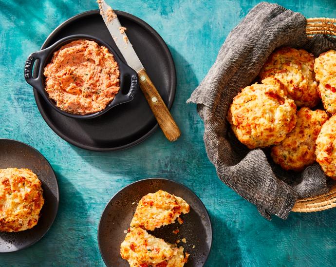 Smoked Salmon and Chive Drop Biscuits