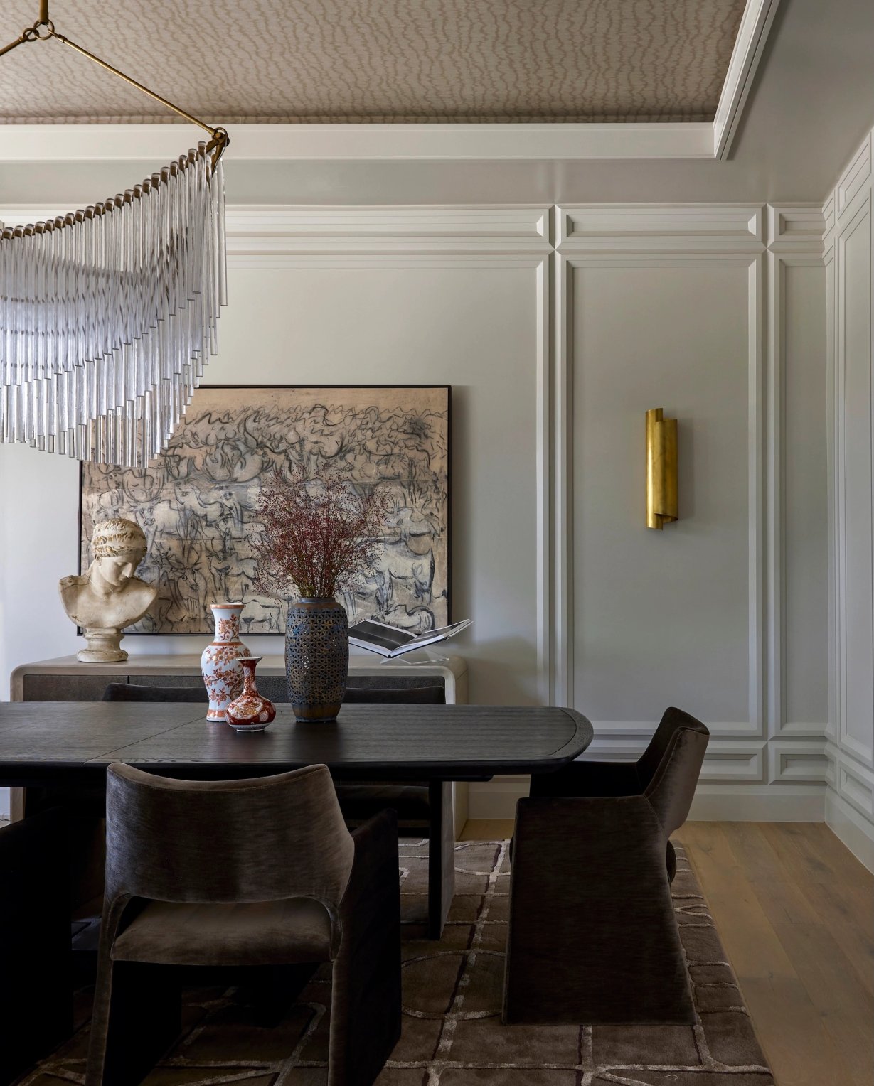 Dawn Reeves Design Luxury Interior Design Chicago Illinois Kenilworth II Dining Room Glass Fringe Chandelier
