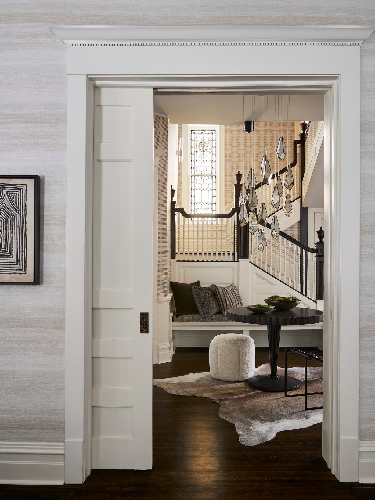 Dawn Reeves Design Luxury Interior Design Chicago Illinois Lincoln Doorway View To Staircase