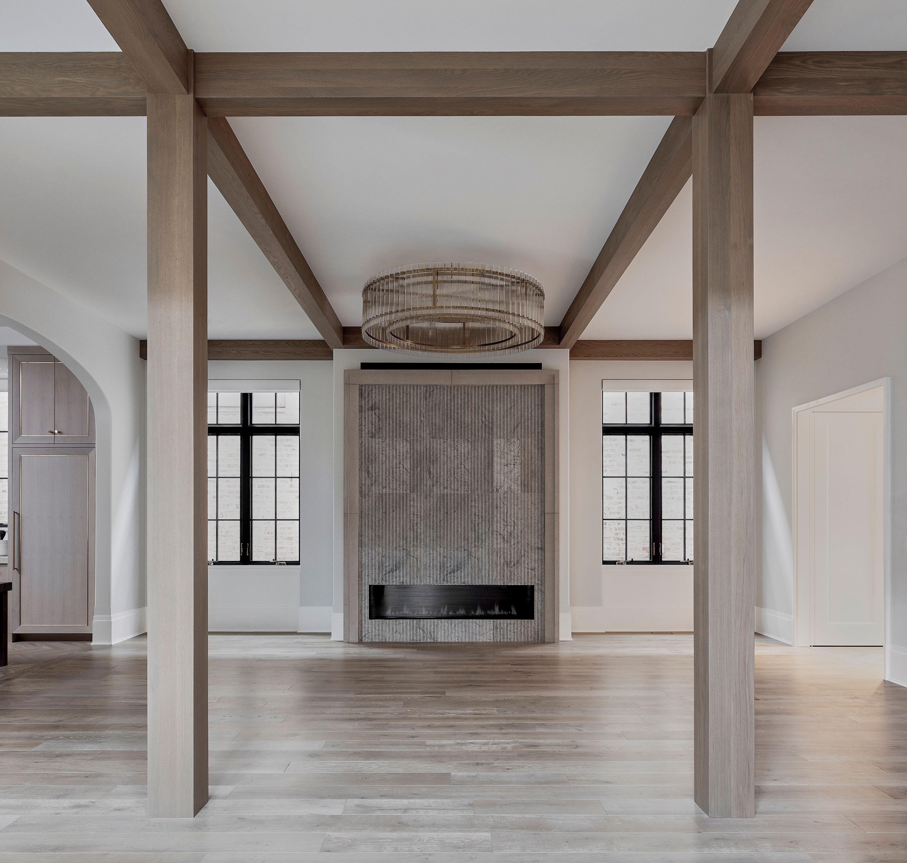 Dawn Reeves Design Luxury Interior Design Chicago Illinois Erie Living Room Fluted Fireplace