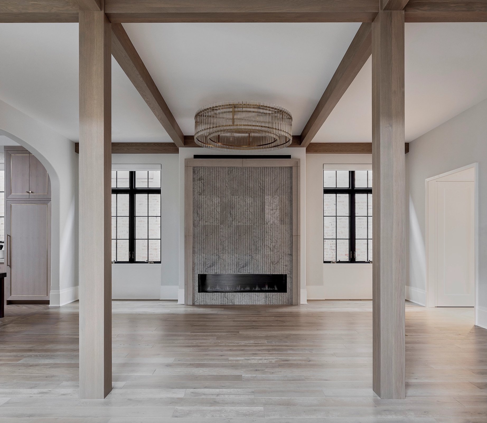 Dawn Reeves Design Luxury Interior Design Chicago Illinois Erie Living Room Fluted Fireplace