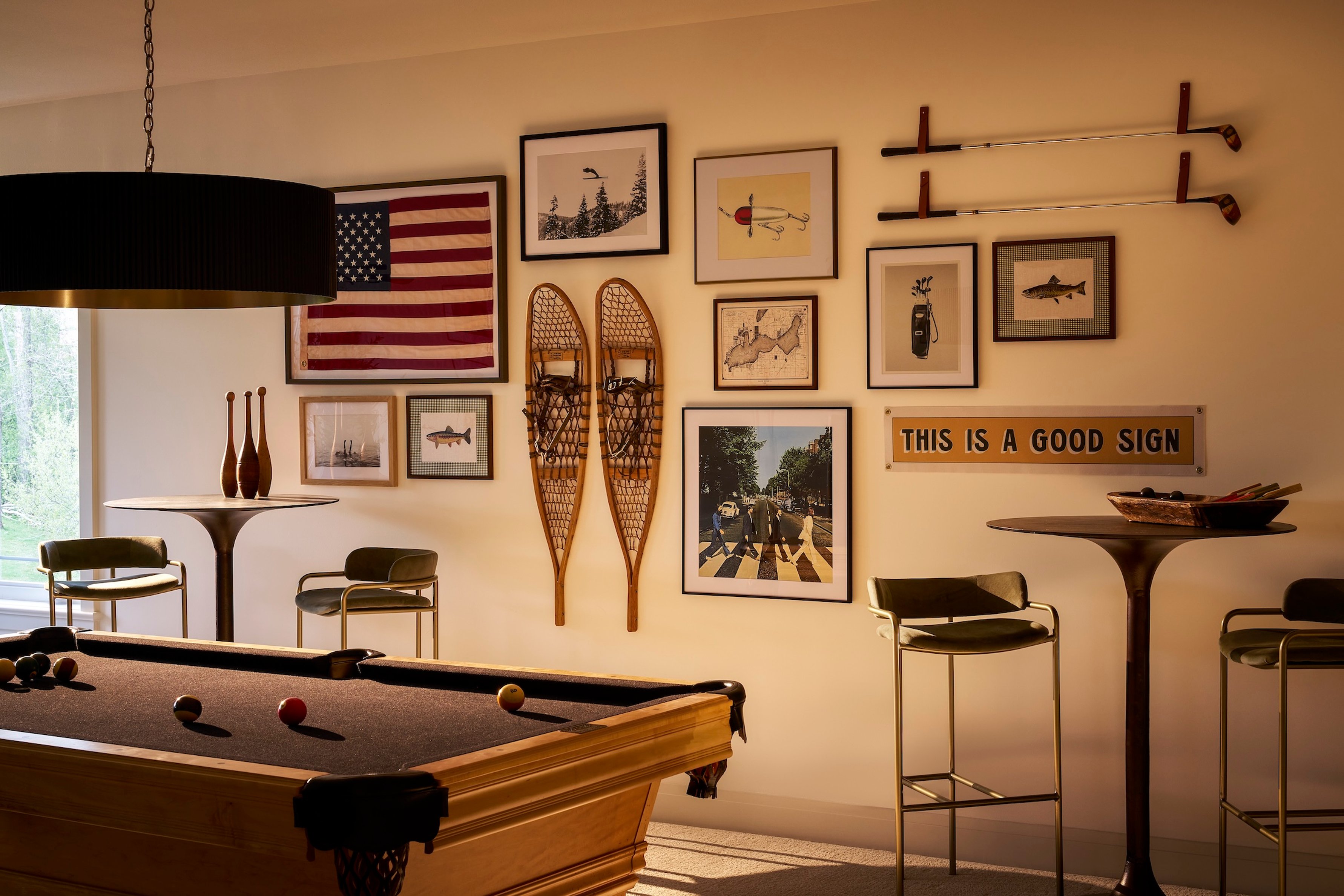 Dawn Reeves Design Luxury Interior Design Chicago Illinois Lake Geneva Game Room Pool Table Gallery Wall