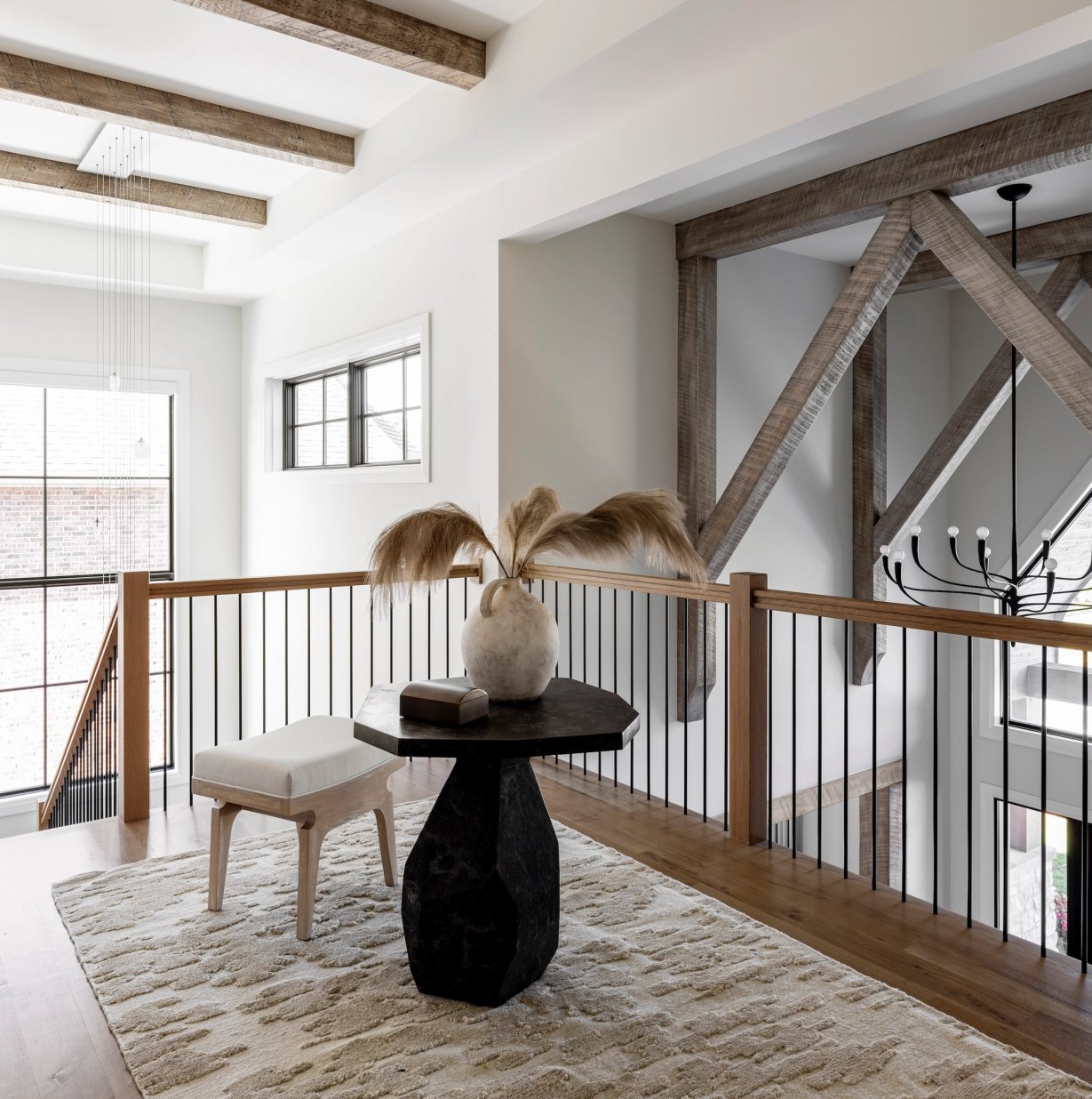 Dawn Reeves Design Luxury Interior Design Chicago Illinois Vallette Upstairs Landing Pampas X Brace