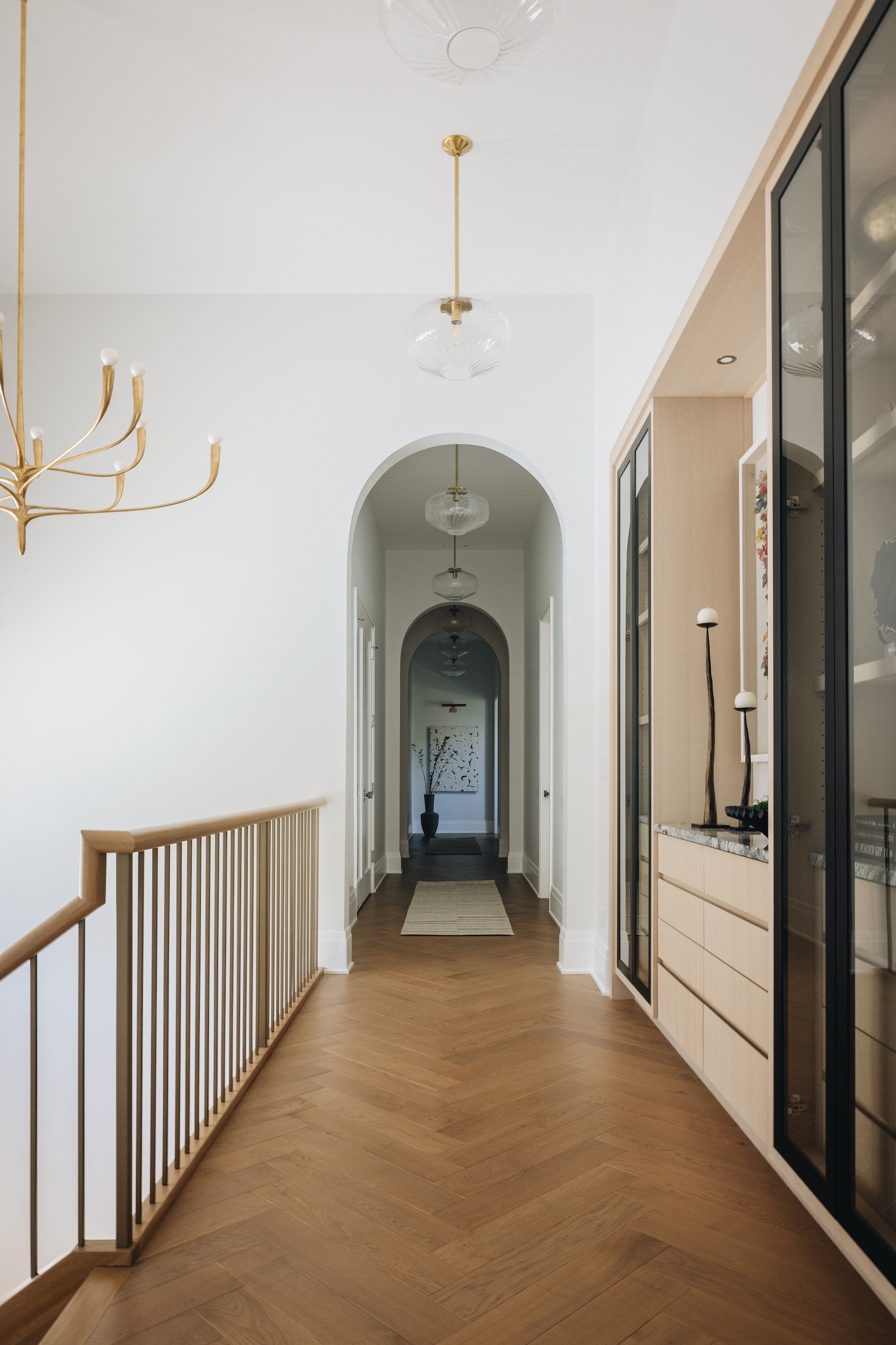 Dawn Reeves Design Luxury Interior Design Chicago Illinois Wilson Upstairs Hall Arched Ceilings