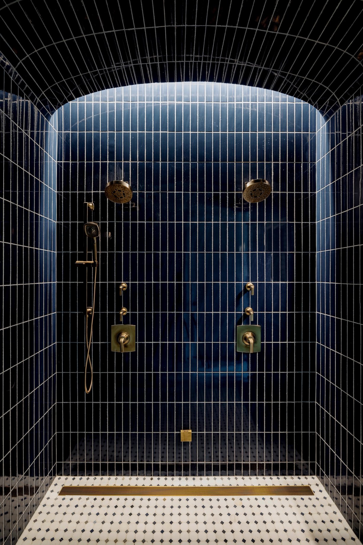 Dawn Reeves Design Luxury Interior Design Chicago Illinois Erie Blue Tile Steam Shower