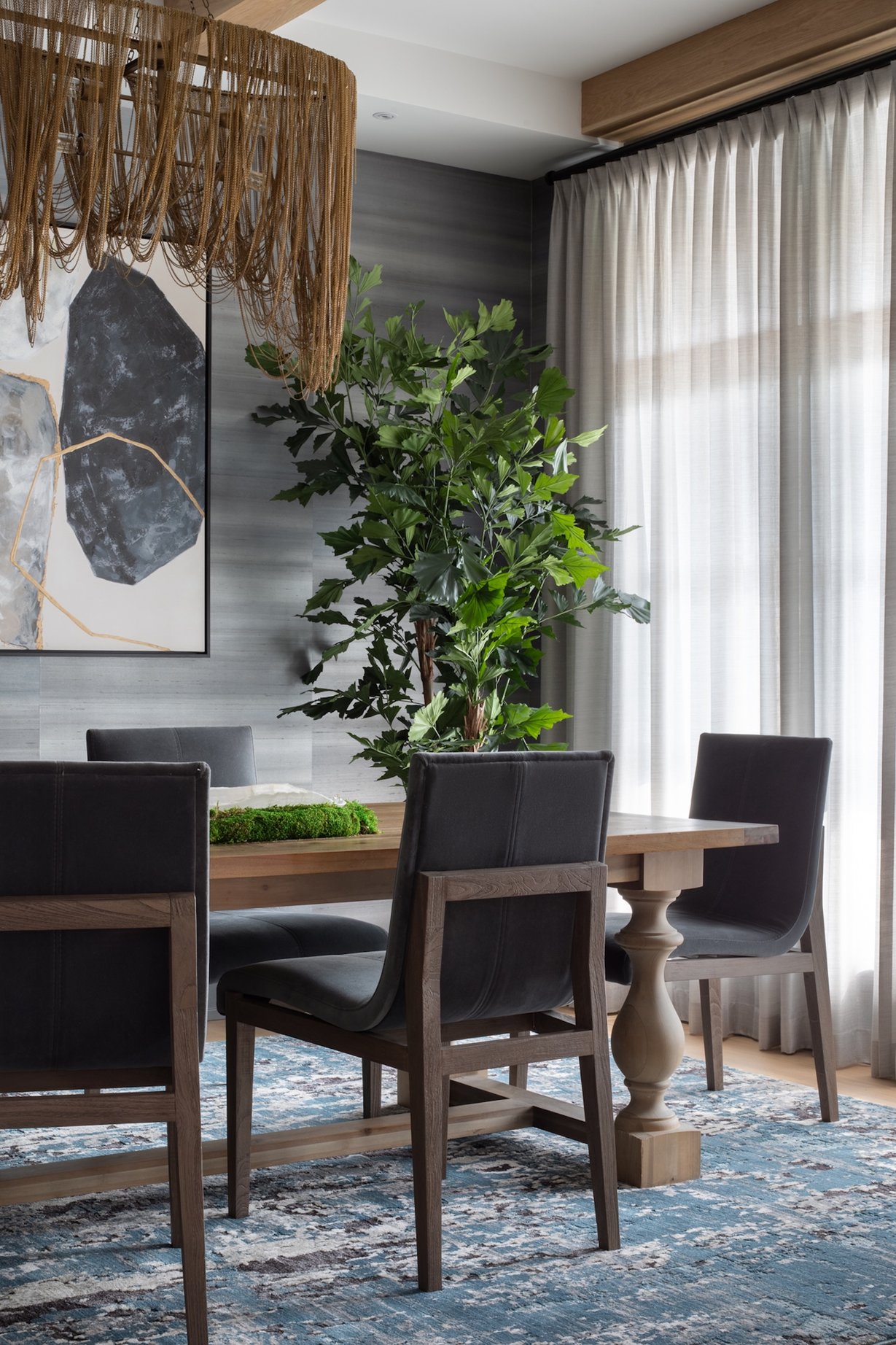 Dawn Reeves Design Luxury Interior Design Chicago Illinois Kenilworth 1 Dining Room Cane Chair Detail