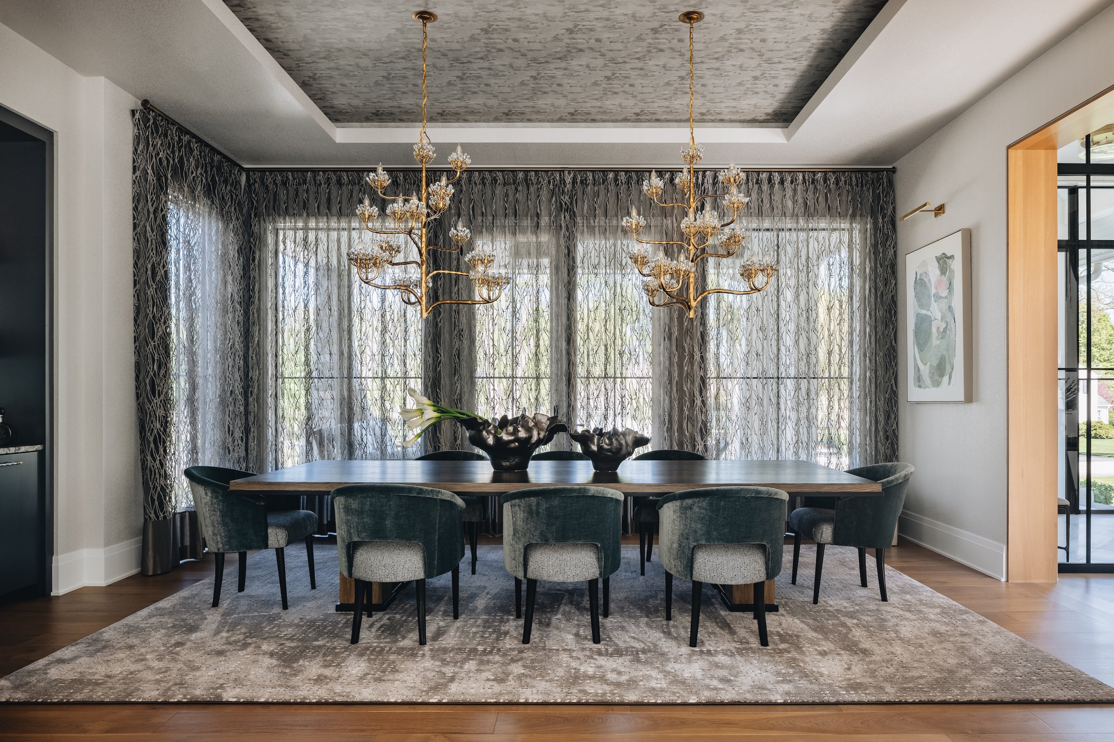 Dawn Reeves Design Luxury Interior Design Chicago Illinois Wilson Dining Room Wide Sheer Drapes