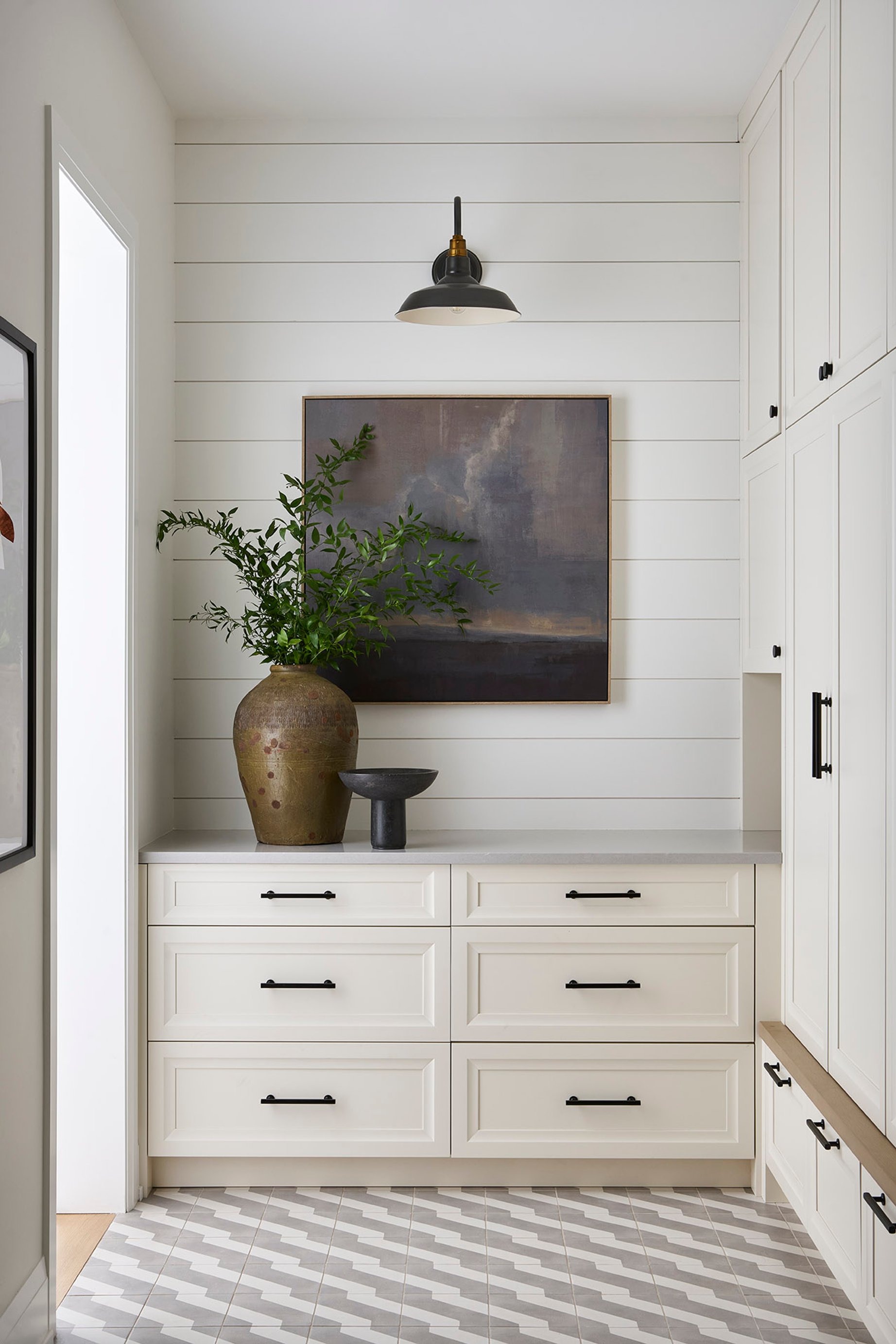 Dawn Reeves Design Luxury Interior Design Chicago Illinois Fairview Mudroom Built In Cloud Painting