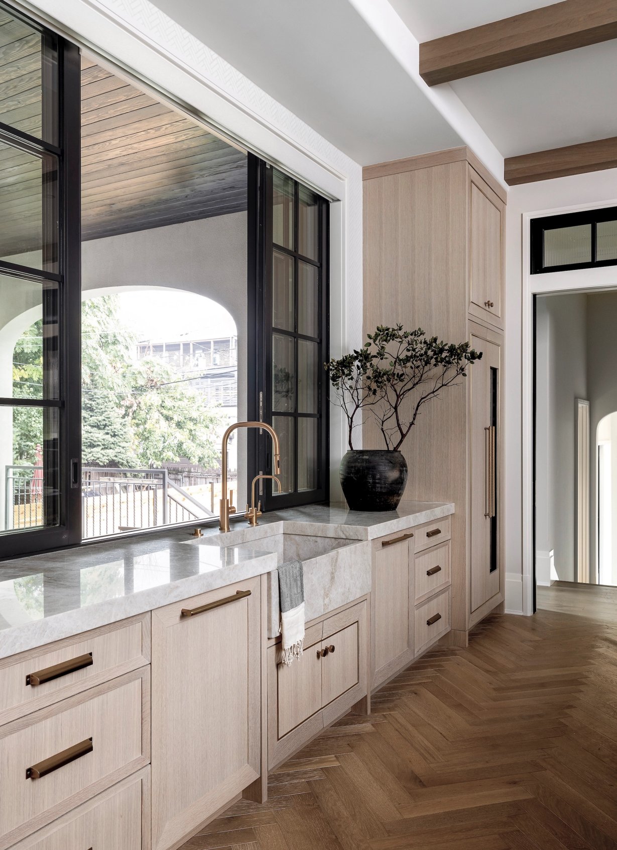 Dawn Reeves Design Luxury Interior Design Chicago Illinois Erie Kitchen Sink Window Olive Tree