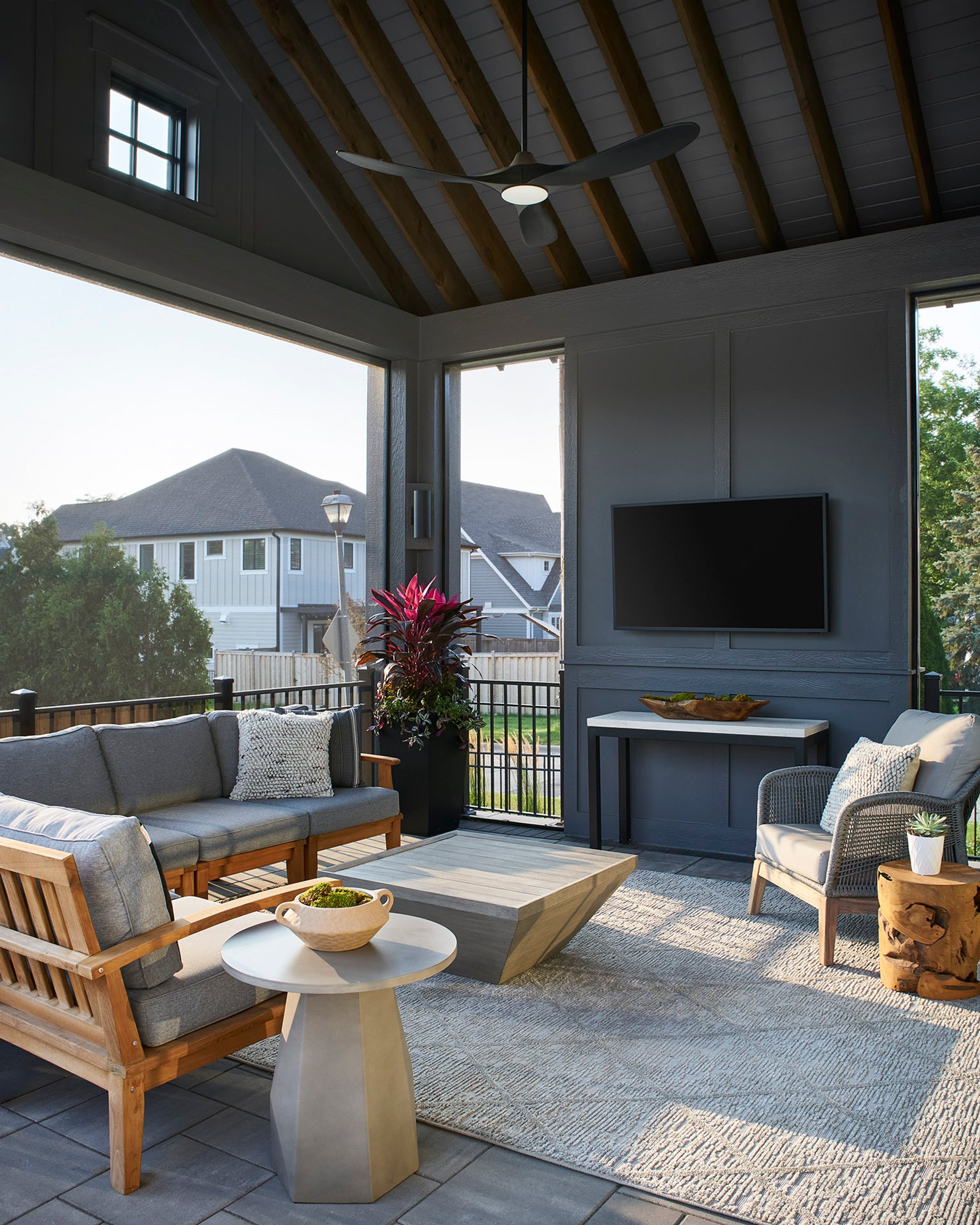 Dawn Reeves Design Luxury Interior Design Chicago Illinois Fairview Covered Porch Outdoor Lounge