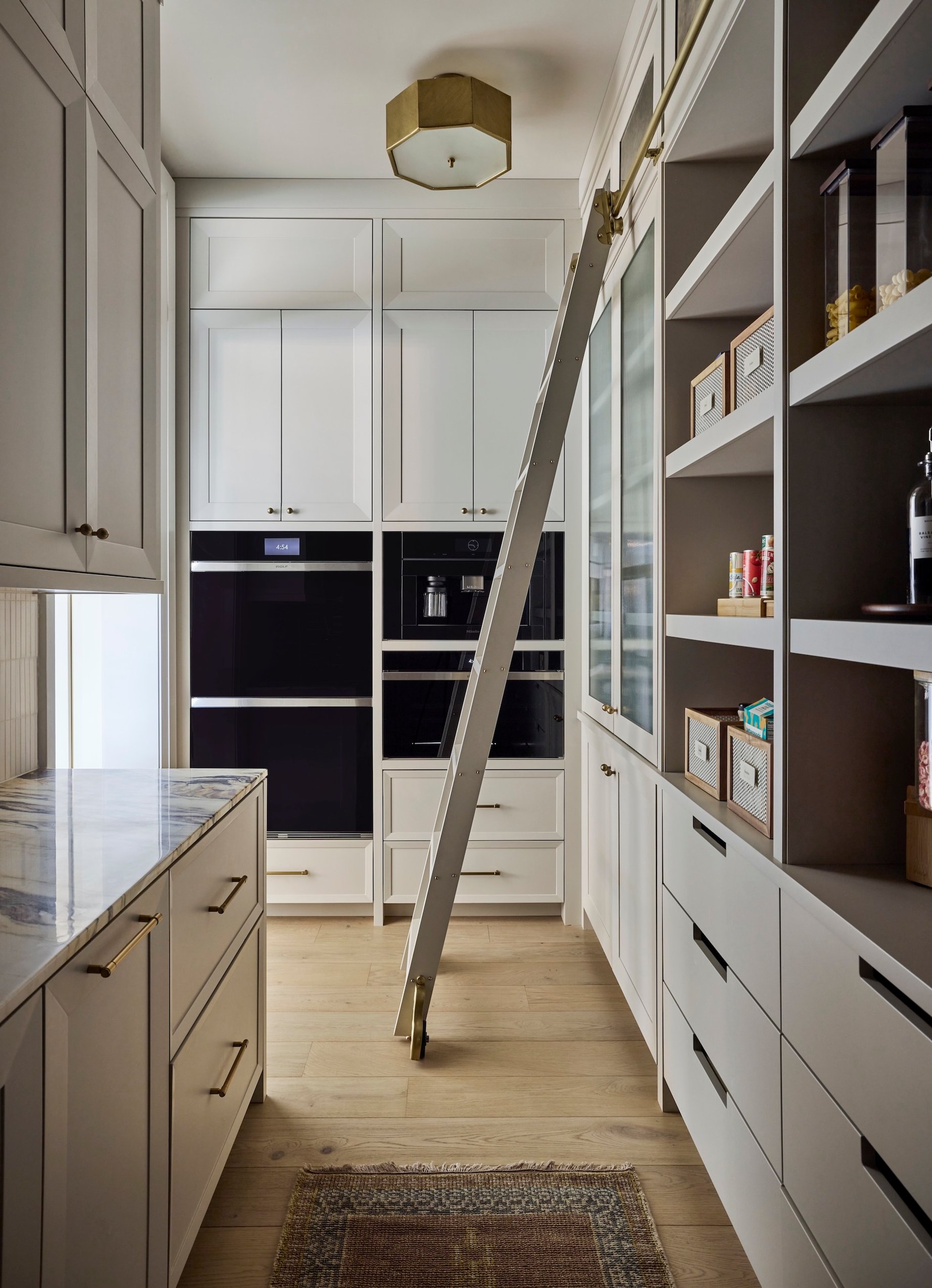 Dawn Reeves Design Luxury Interior Design Chicago Illinois Kenilworth II Pantry Wide Brass Pendant