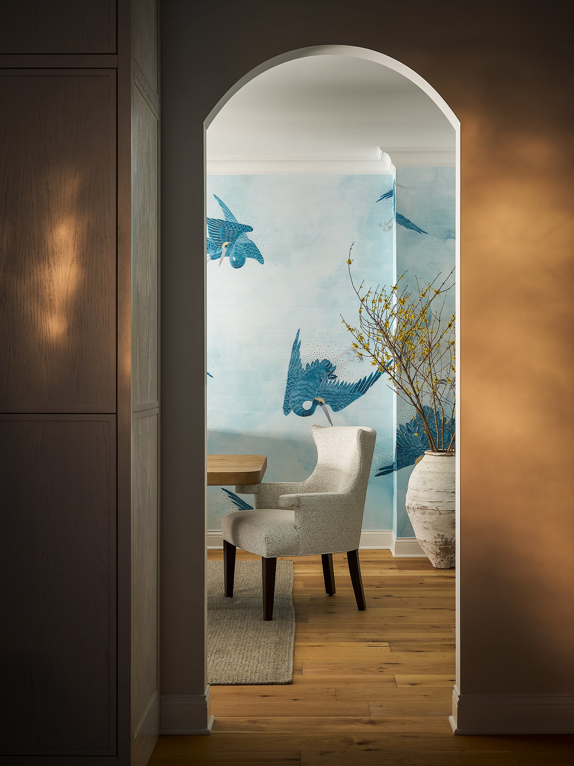 Dawn Reeves Design Luxury Interior Design Chicago Illinois Melrose Archway View Crane Mural