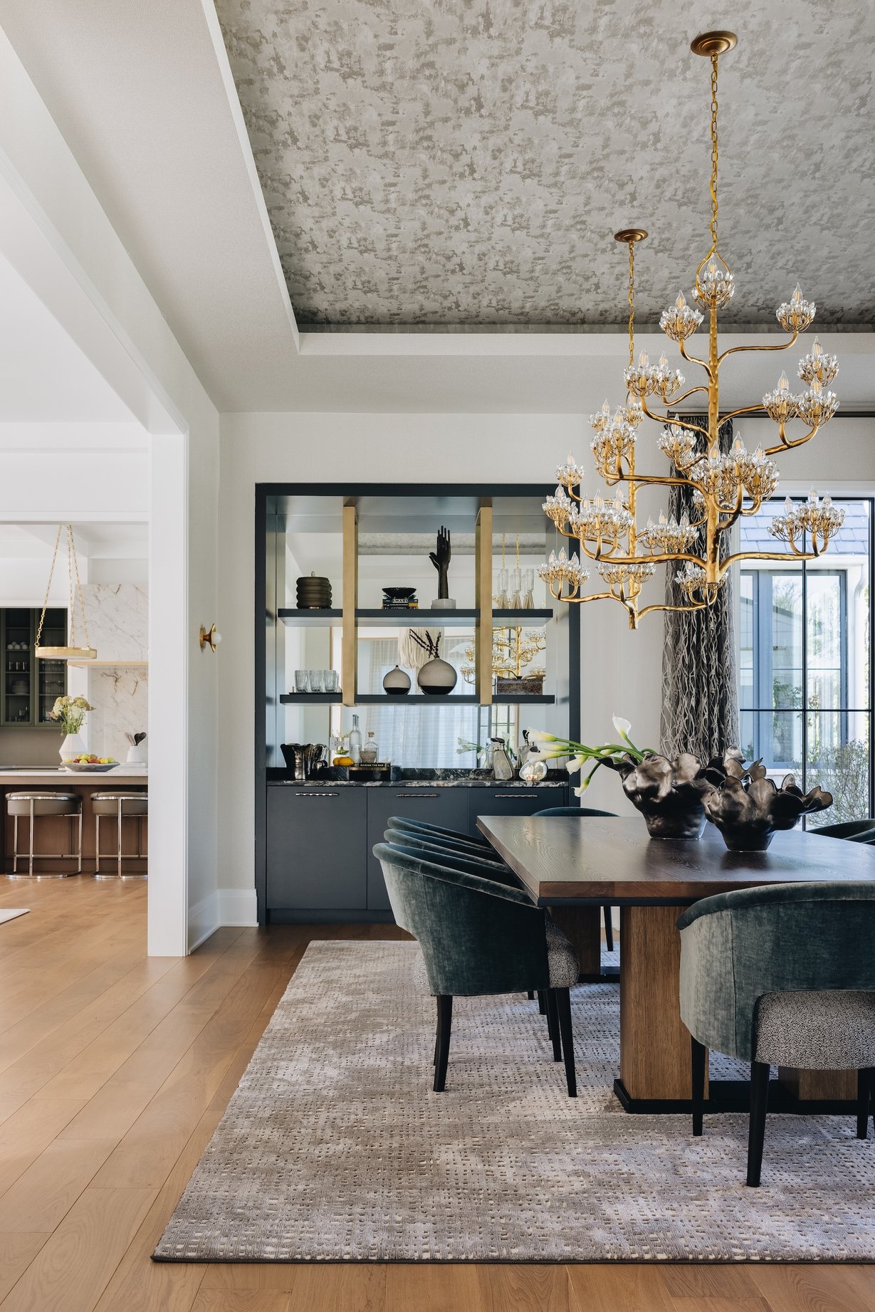 Dawn Reeves Design Luxury Interior Design Chicago Illinois Wilson Dining Room Double Crystal Chandeliers