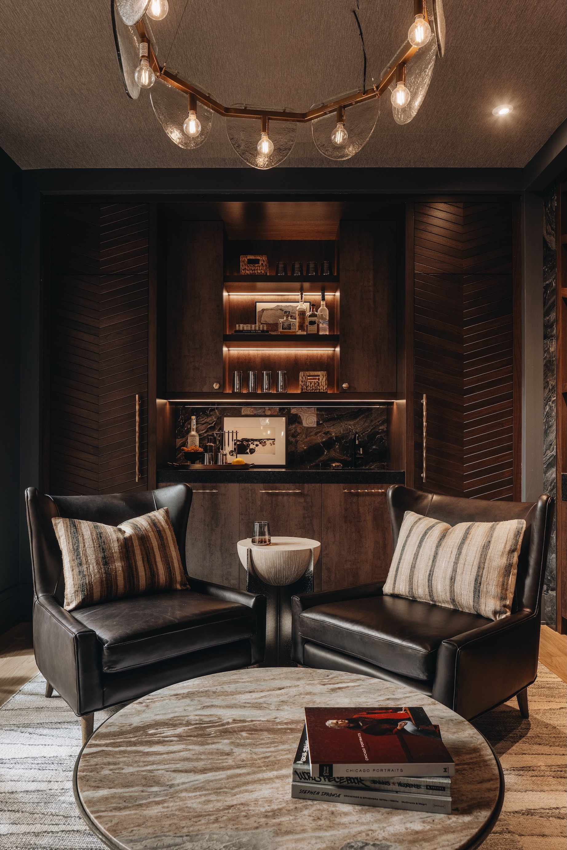 Dawn Reeves Design Luxury Interior Design Chicago Illinois Wilson Whiskey Lounge Bar Console