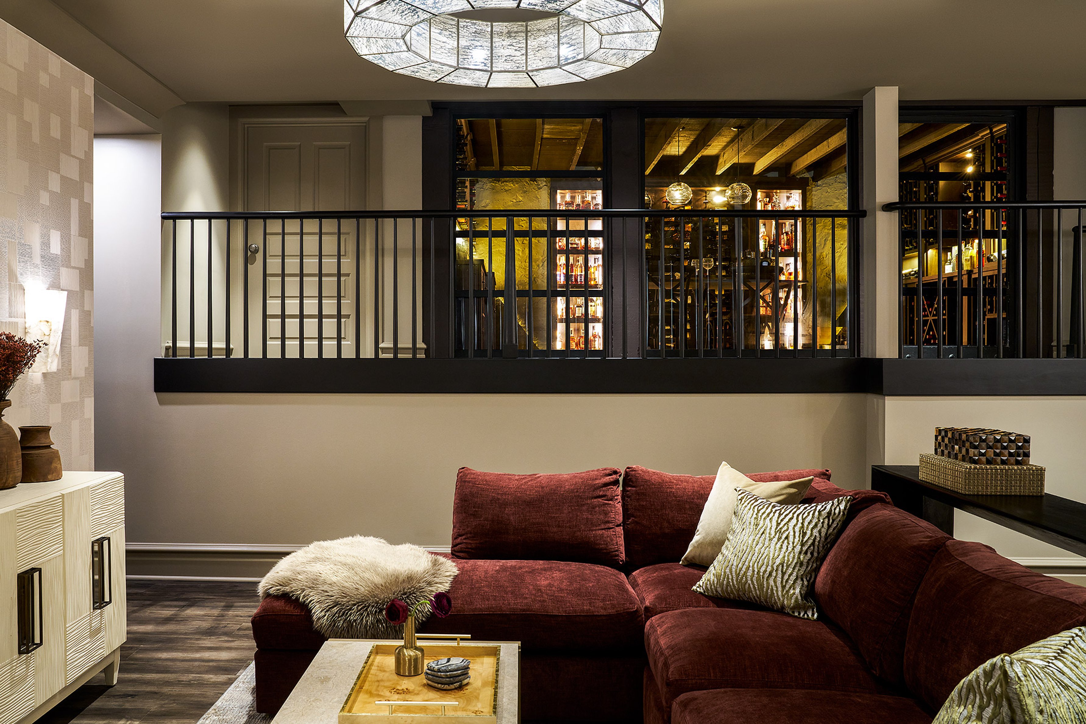 Dawn Reeves Design Luxury Interior Design Chicago Illinois Lincoln Wine Cellar View From Lounge