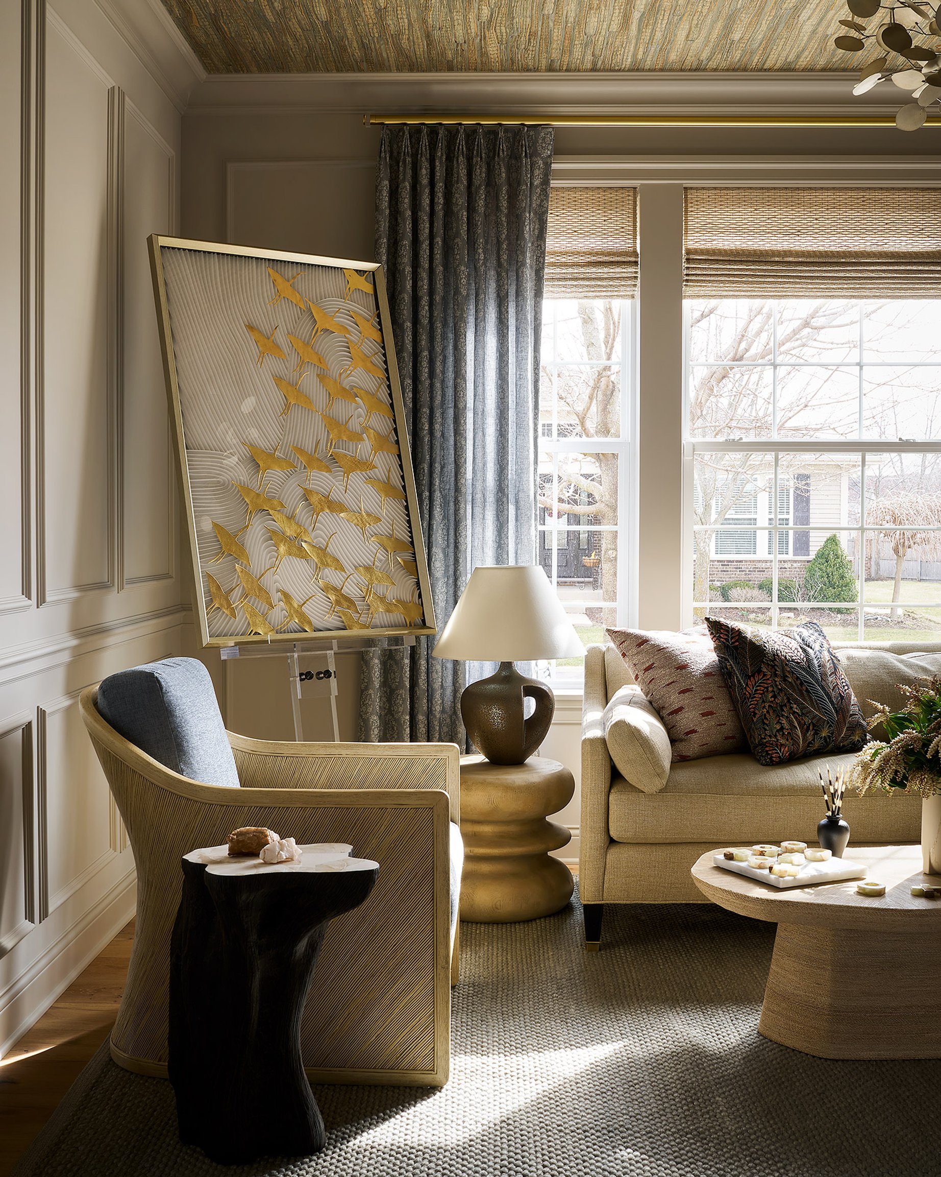 Dawn Reeves Design Luxury Interior Design Chicago Illinois Melrose Office Sitting Nook Crane Screen