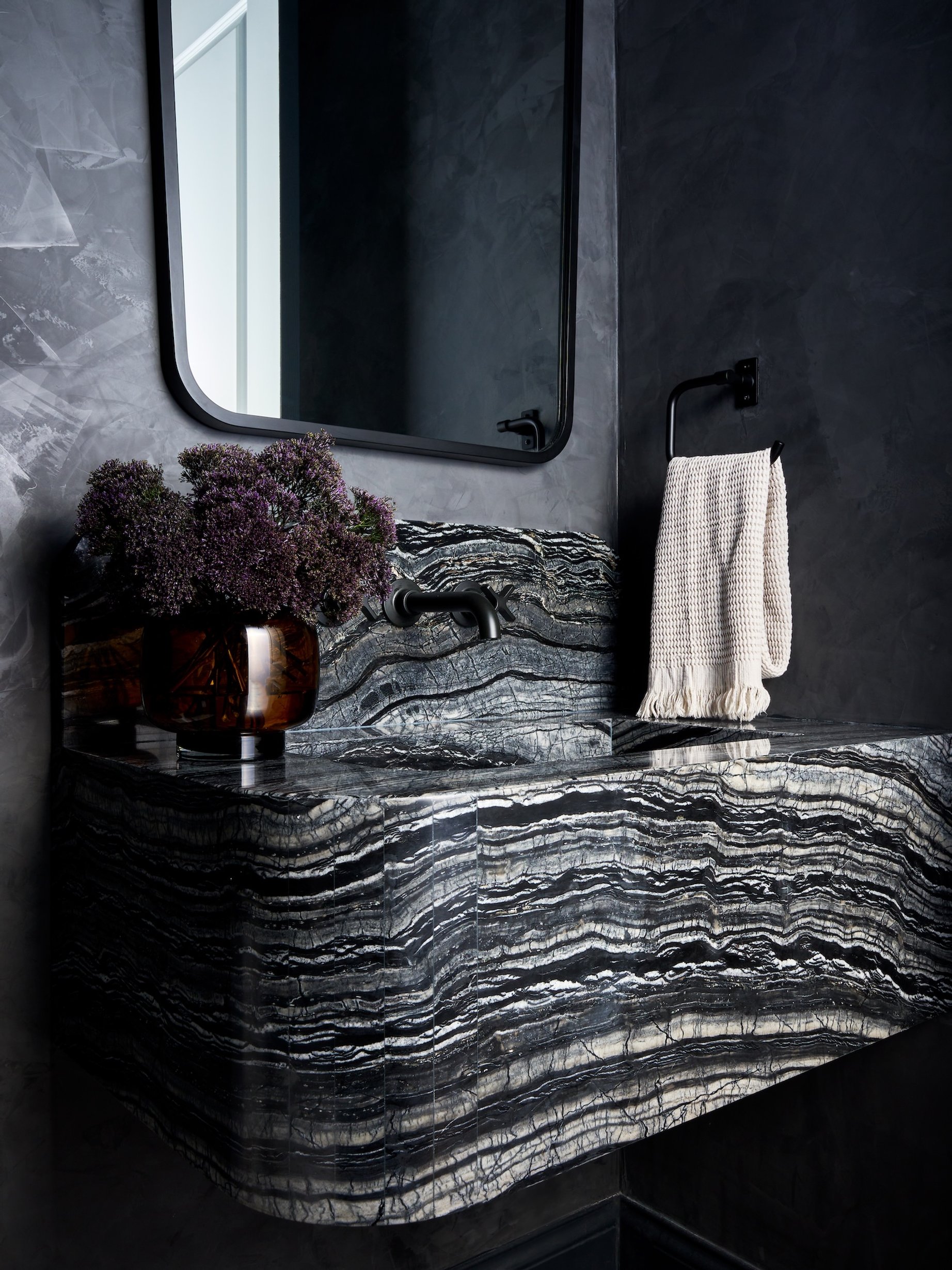 Dawn Reeves Design Luxury Interior Design Chicago Illinois North Shore Home Powder Room Marble Vanity
