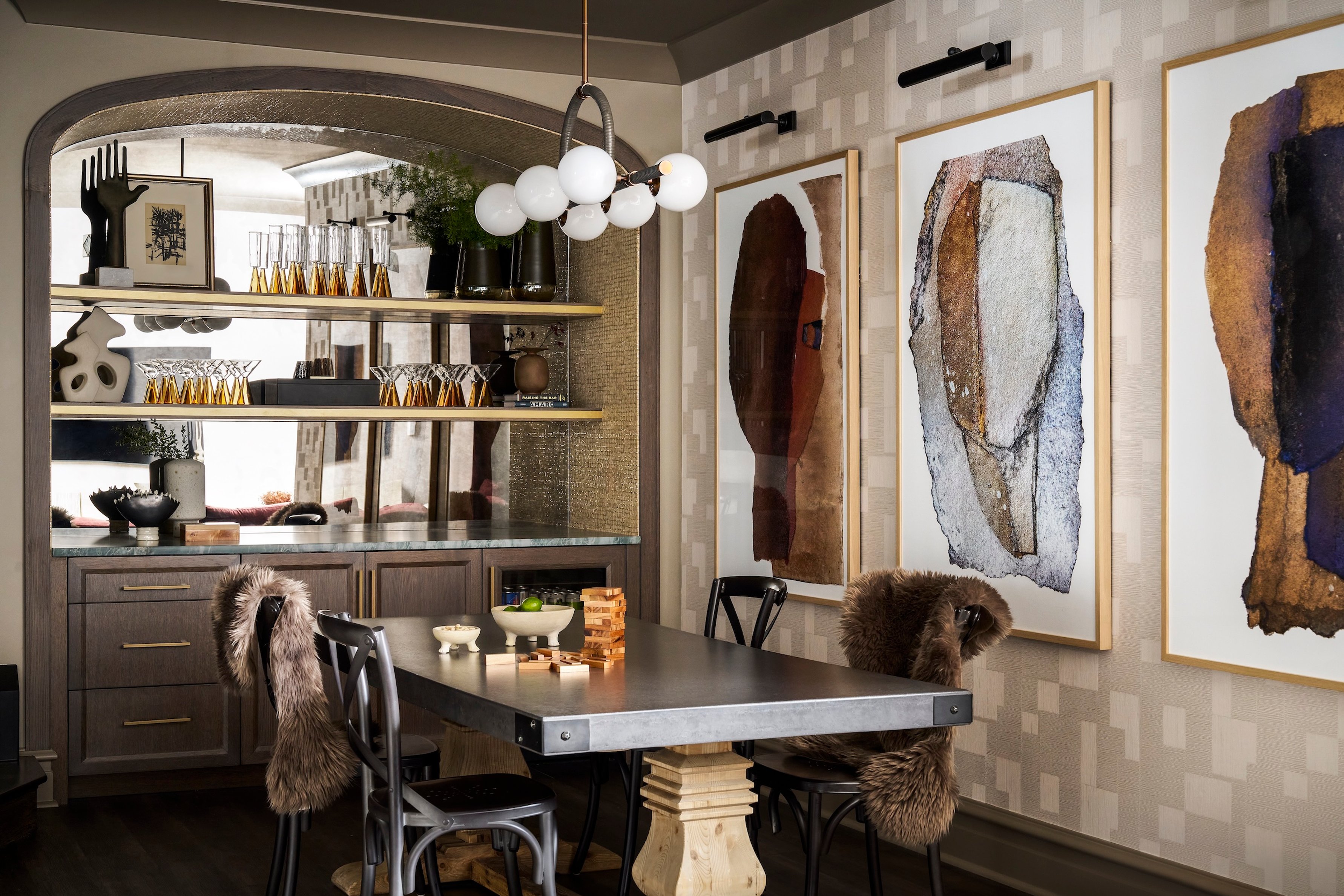 Dawn Reeves Design Luxury Interior Design Chicago Illinois Lincoln Lower Bar Stainless Table Furs