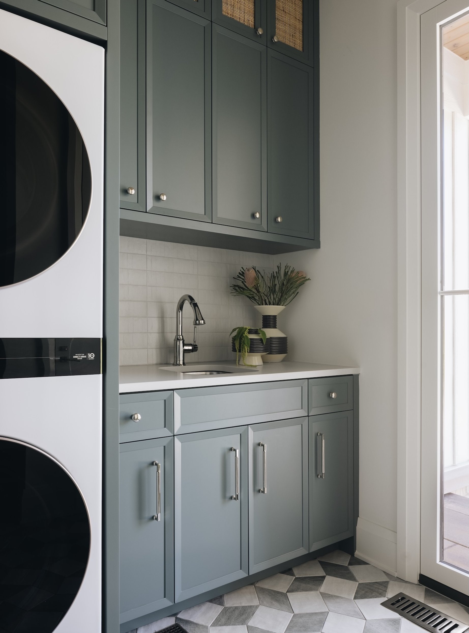 Dawn Reeves Design Luxury Interior Design Chicago Illinois Hinsdale Laundry Room Stacked Washer Dryer