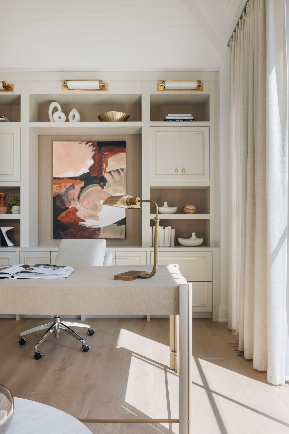 Dawn Reeves Design Luxury Interior Design Chicago Illinois Hinsdale Office Desk Built In Shelves