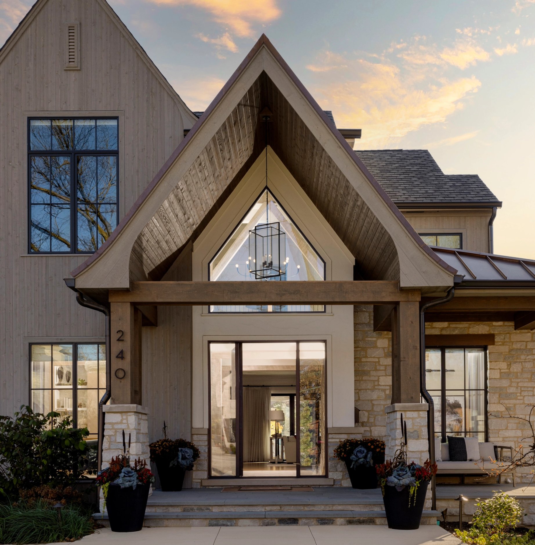 Dawn Reeves Design Luxury Interior Design Chicago Illinois Vallette Front Exterior Twilight