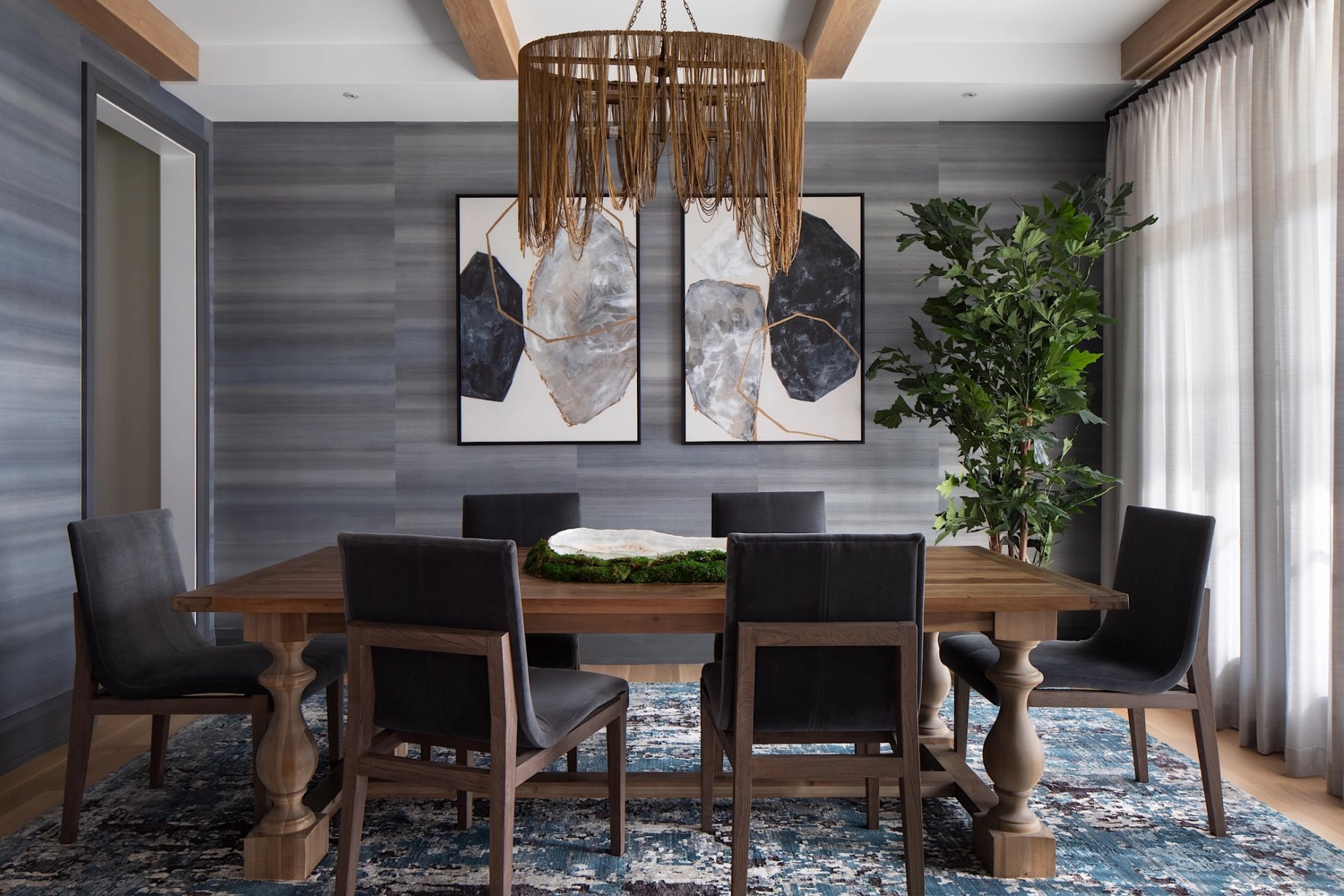 Dawn Reeves Design Luxury Interior Design Chicago Illinois Kenilworth 1 Dining Room Geode Art Tassel Chandelier