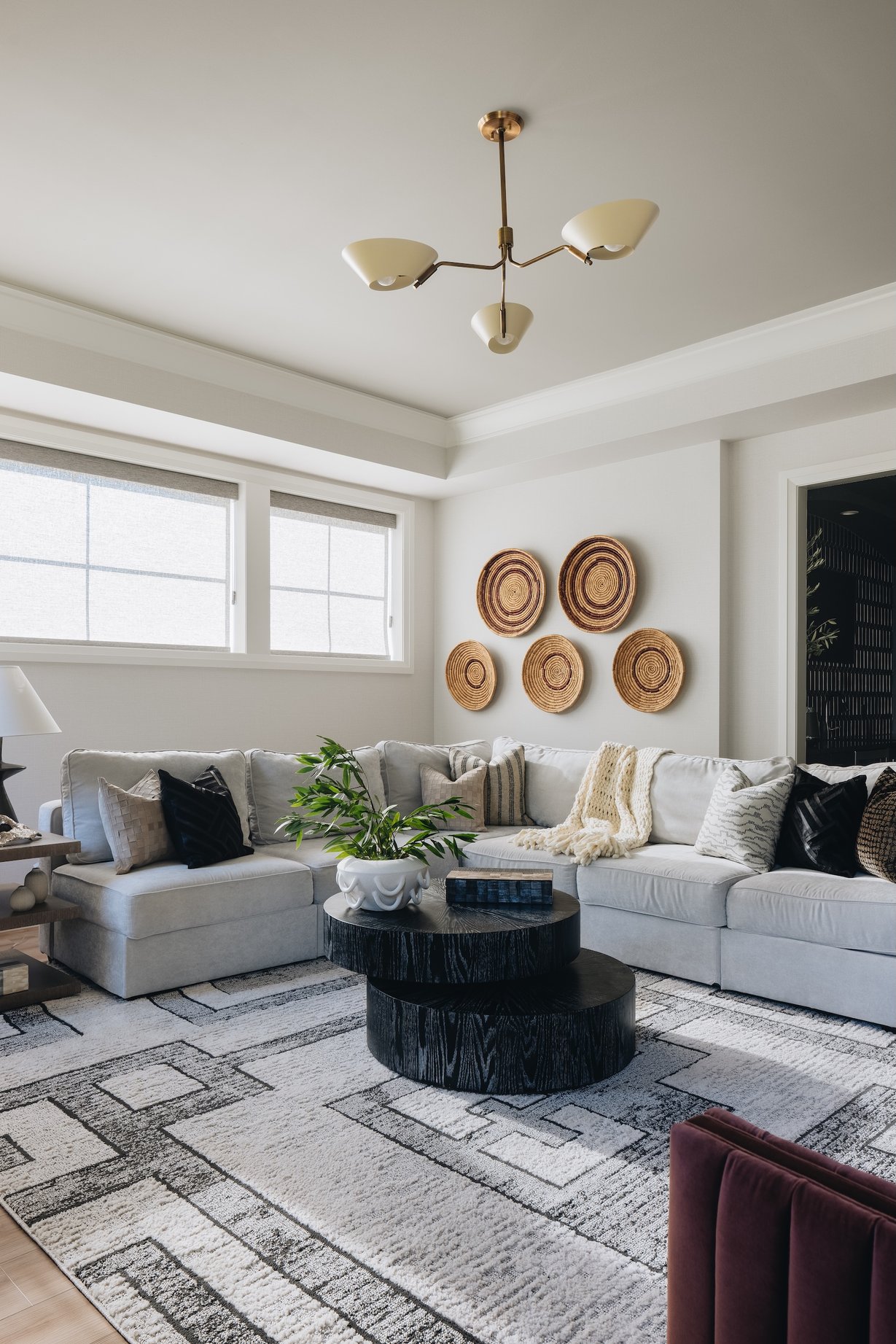 Dawn Reeves Design Luxury Interior Design Chicago Illinois Hinsdale Family Room Sectional Baskets
