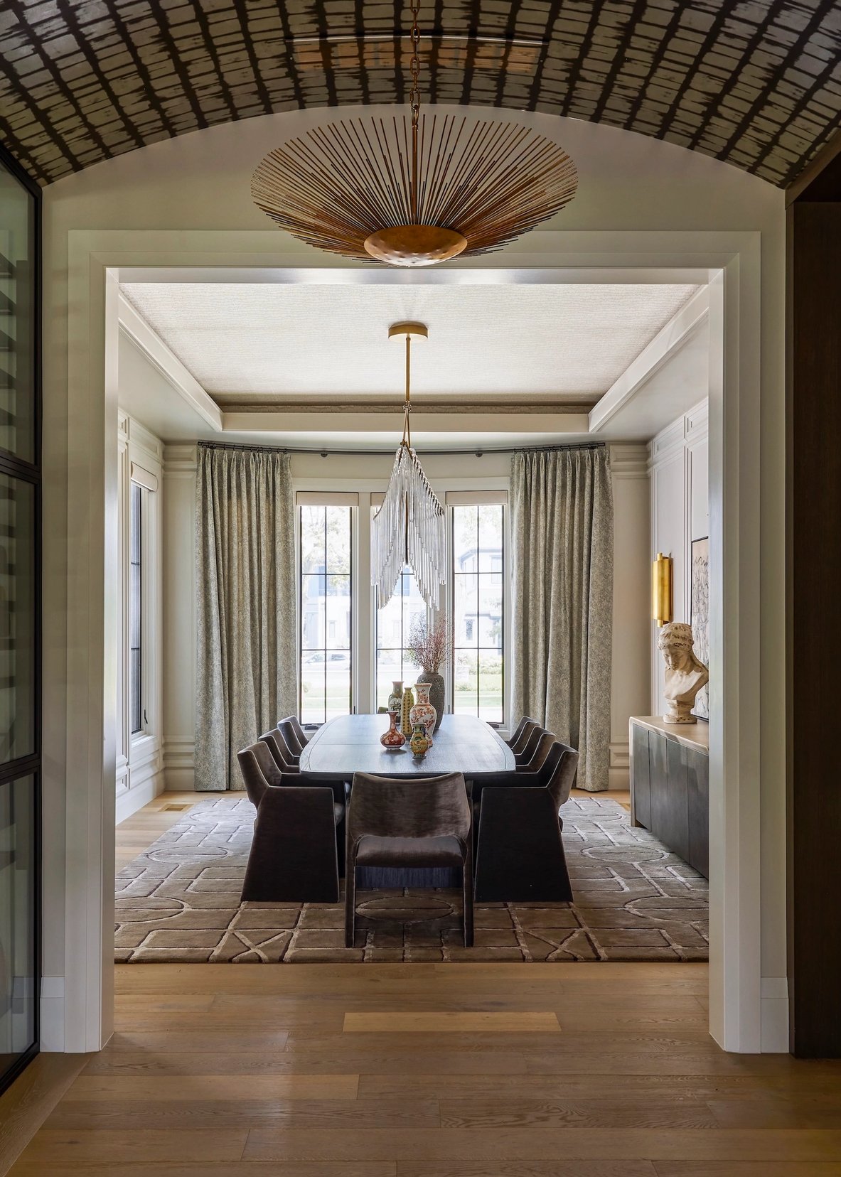 Dawn Reeves Design Luxury Interior Design Chicago Illinois Kenilworth II Dining Brick Arched Hallway